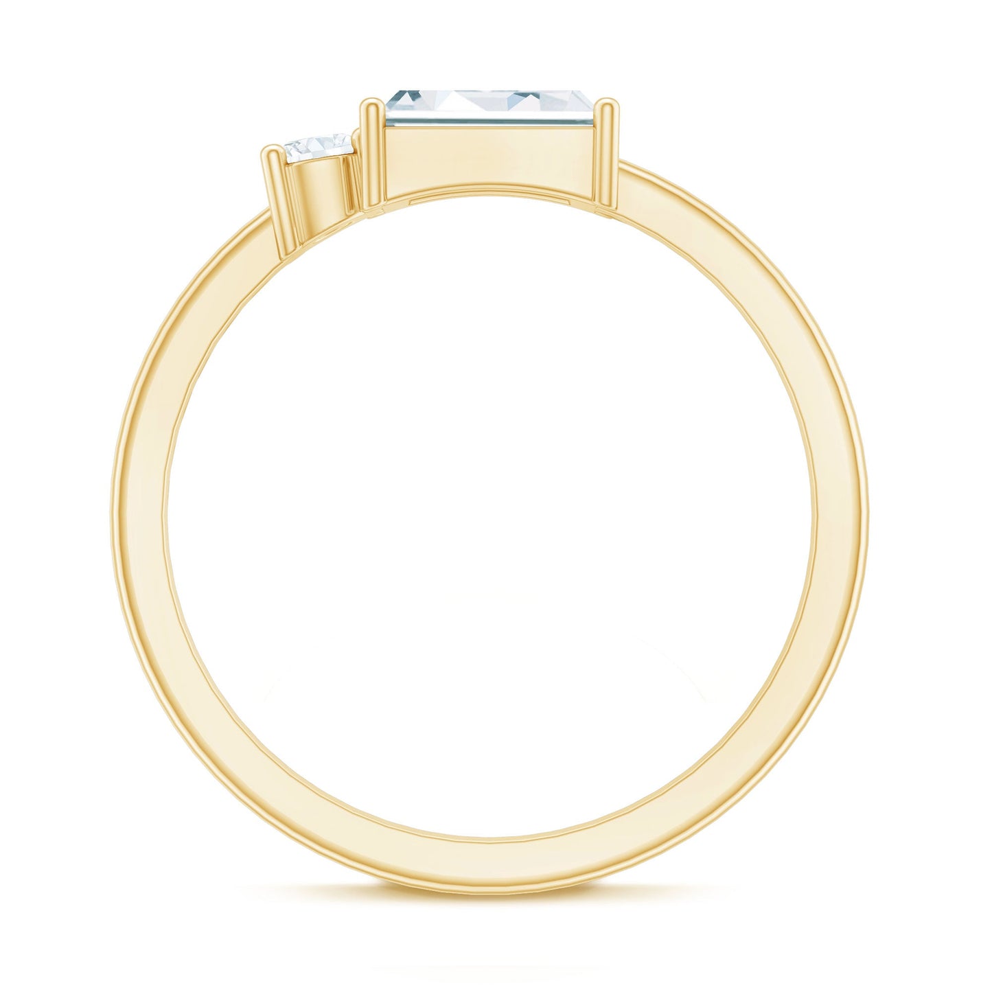 Baguette and Round Moissanite Two Stone Promise Ring