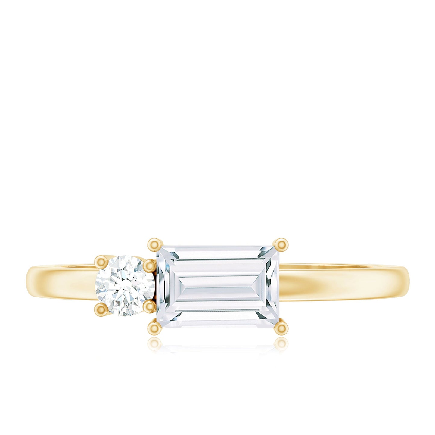 Baguette and Round Moissanite Two Stone Promise Ring