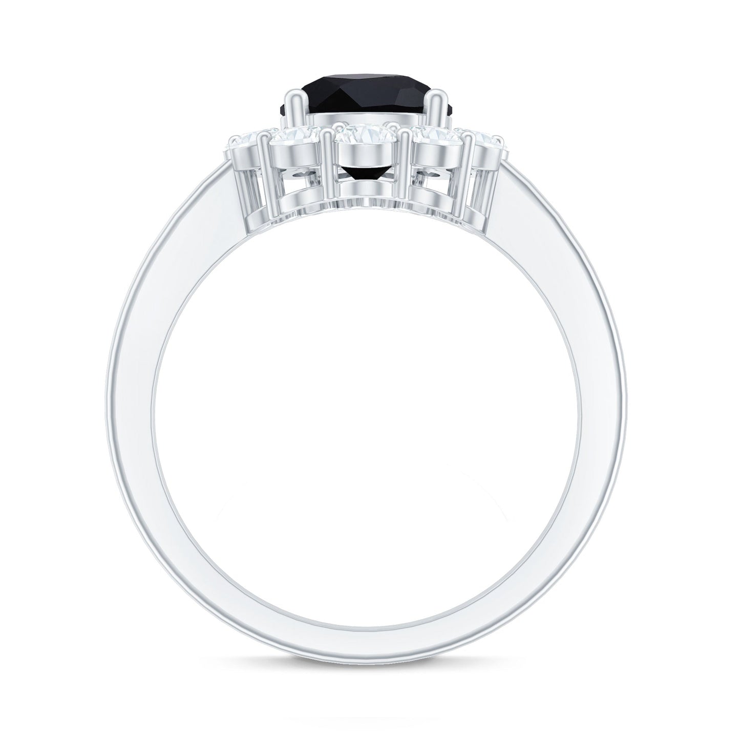 Certified Genuine 1.7 Carat Black Spinel Teardrop Engagement Ring with Diamond Halo
