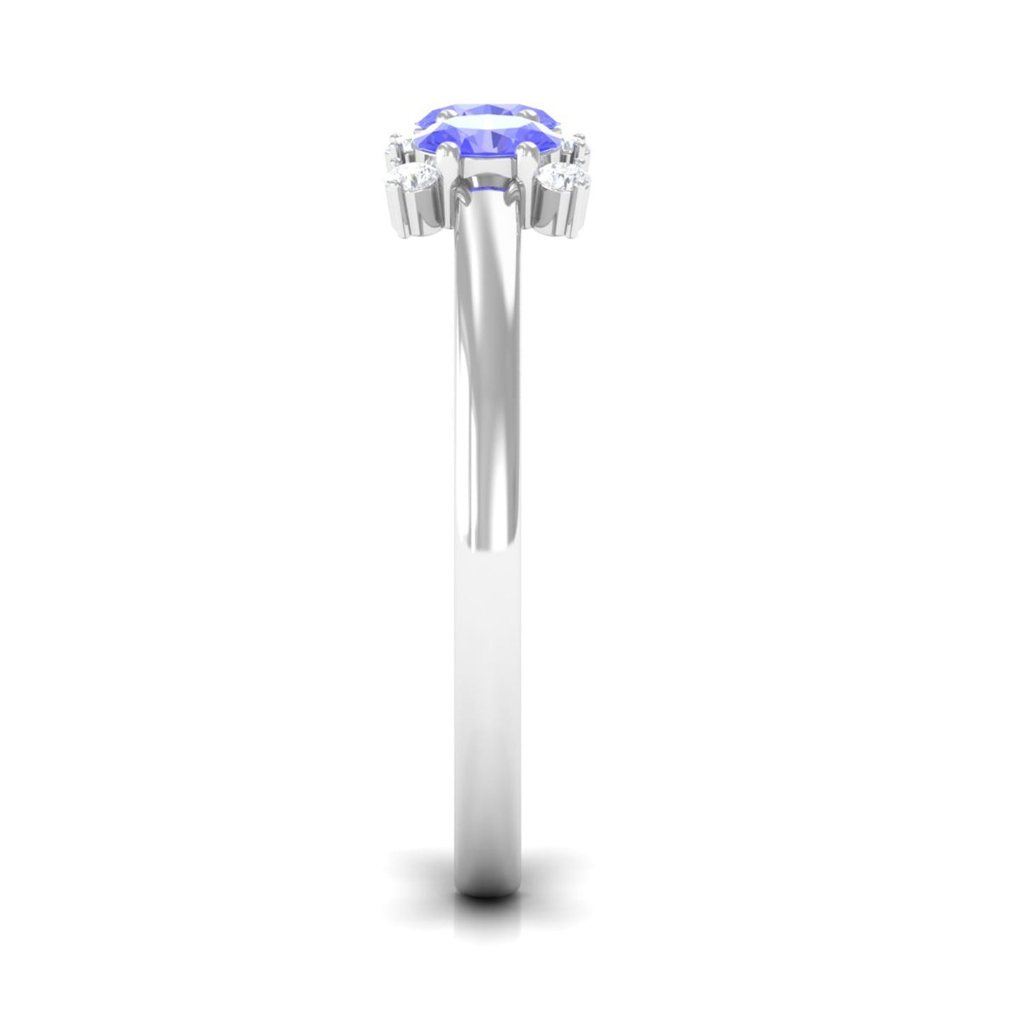 Oval Cut Tanzanite Three Stone Ring with Diamond