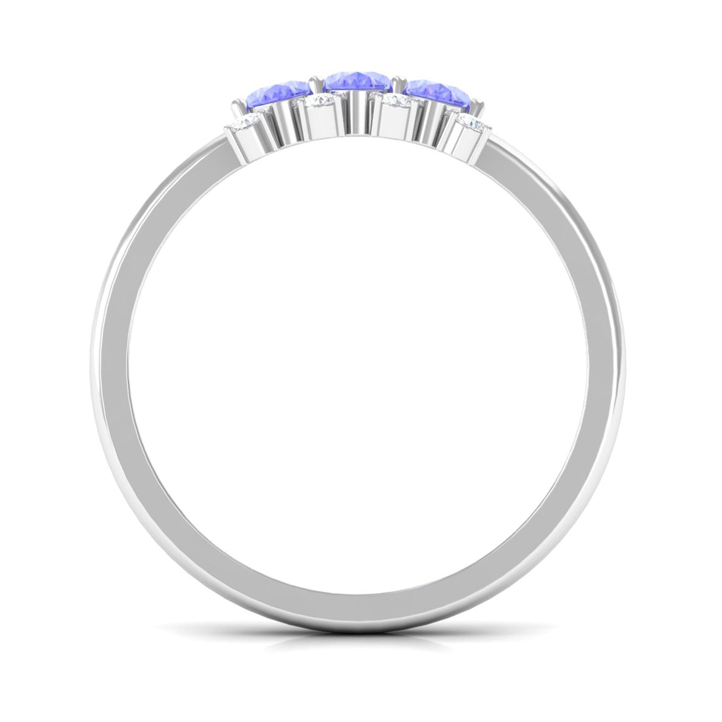 Oval Cut Tanzanite Three Stone Ring with Diamond