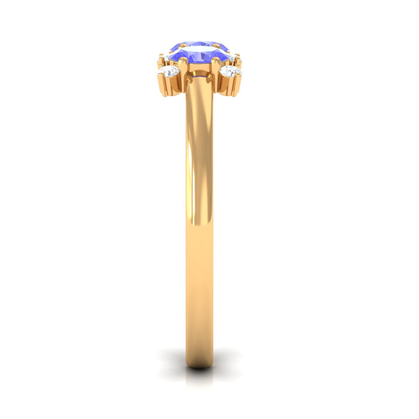 Oval Cut Tanzanite Three Stone Ring with Diamond