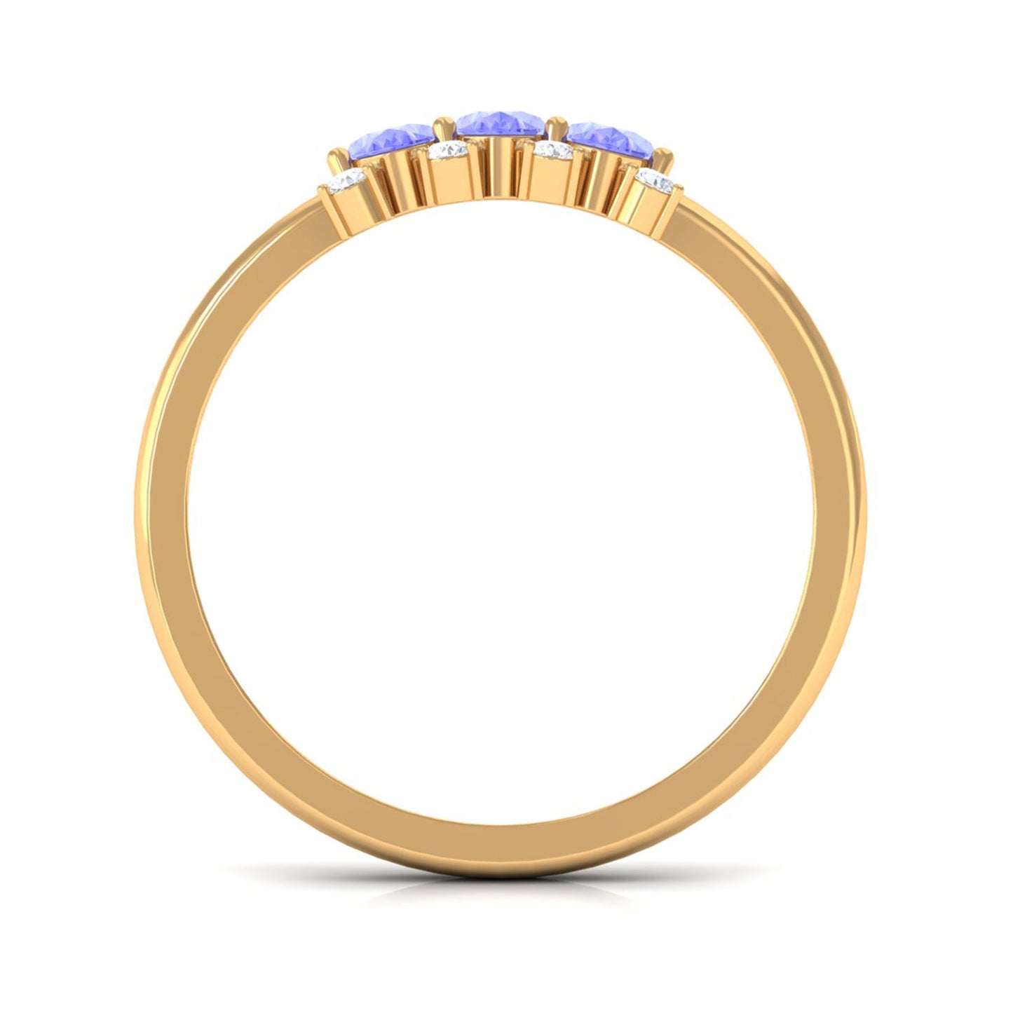 Oval Cut Tanzanite Three Stone Ring with Diamond