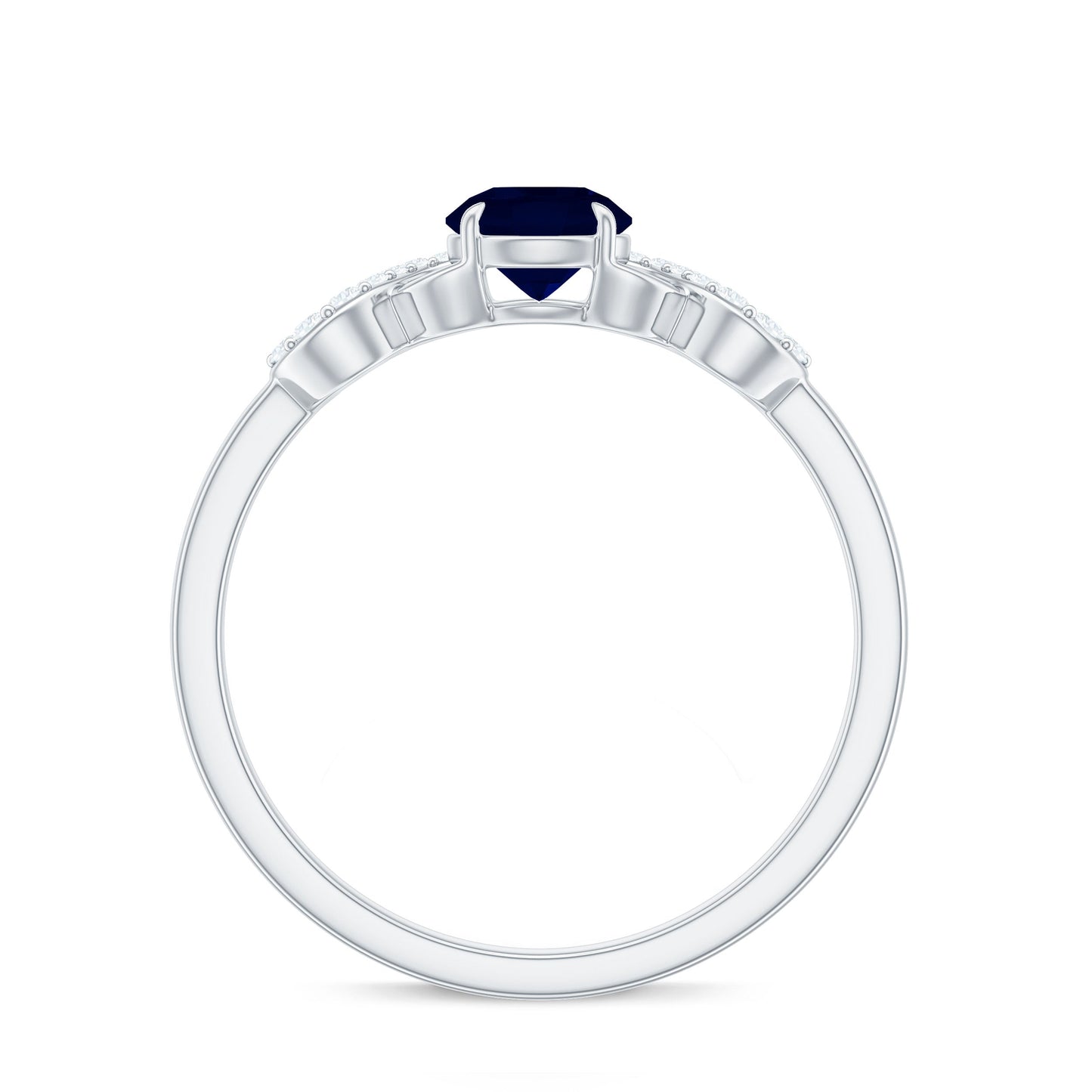Real 0.9 Carat Blue Sapphire Infinity Promise Ring with Diamond