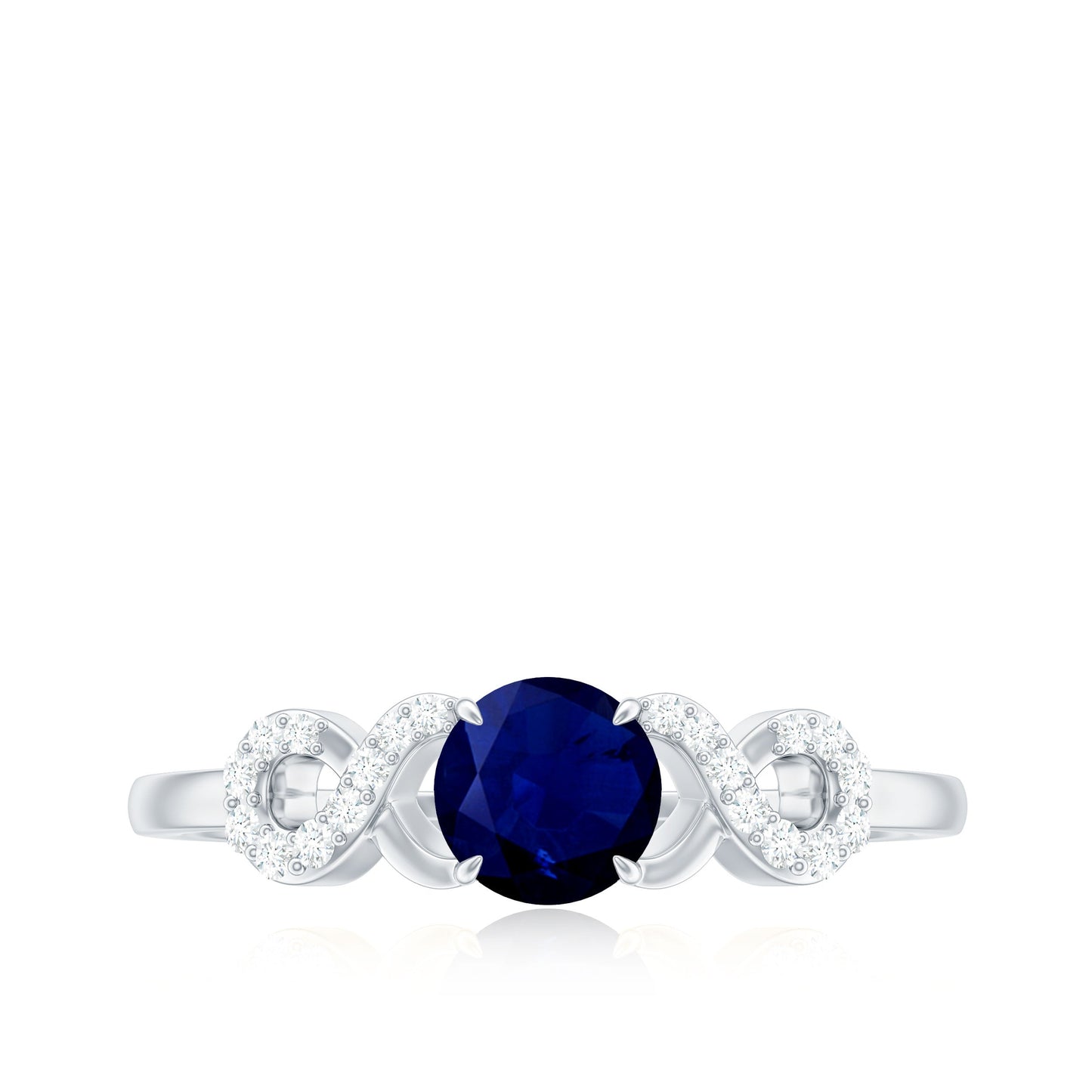 Real 0.9 Carat Blue Sapphire Infinity Promise Ring with Diamond