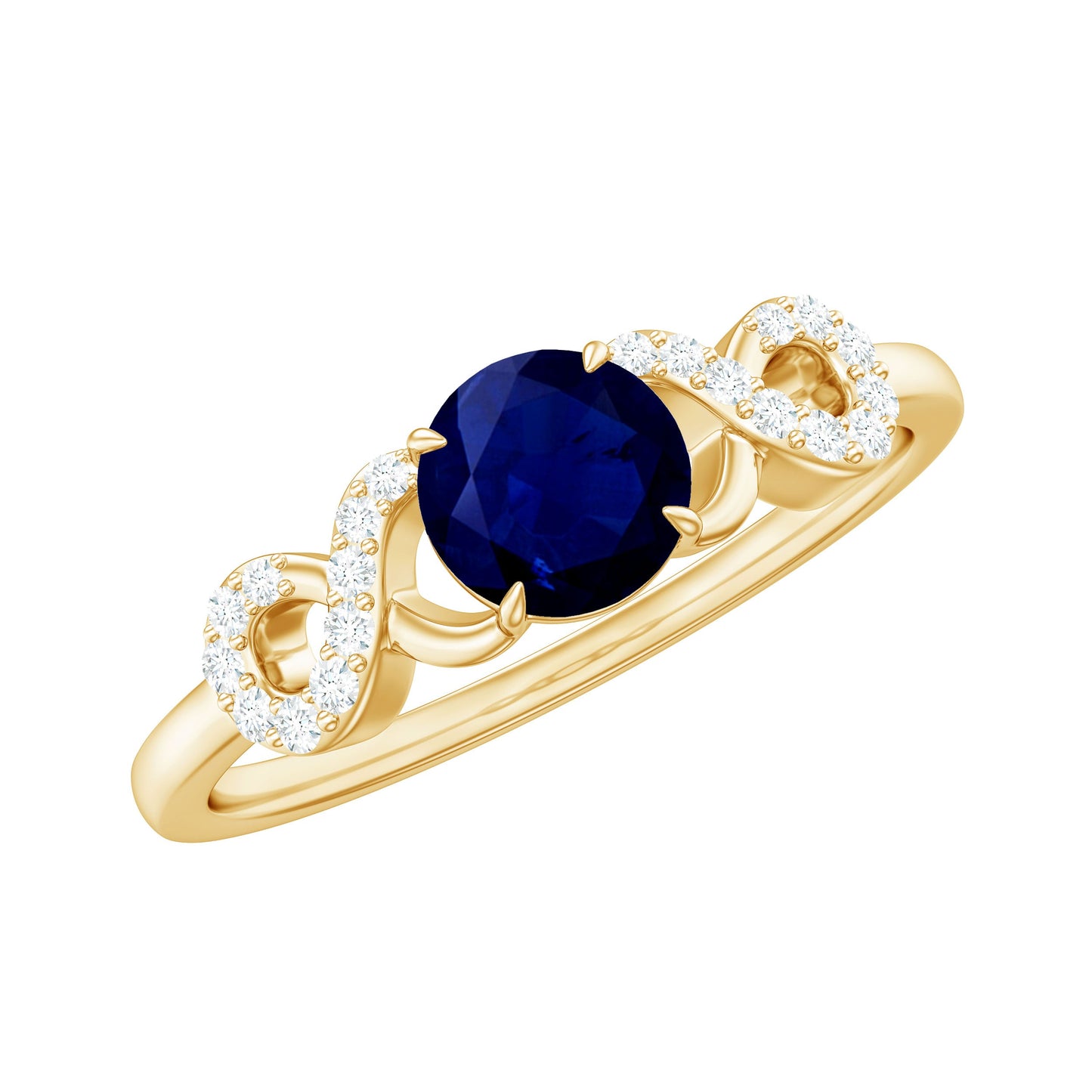 Real 0.9 Carat Blue Sapphire Infinity Promise Ring with Diamond