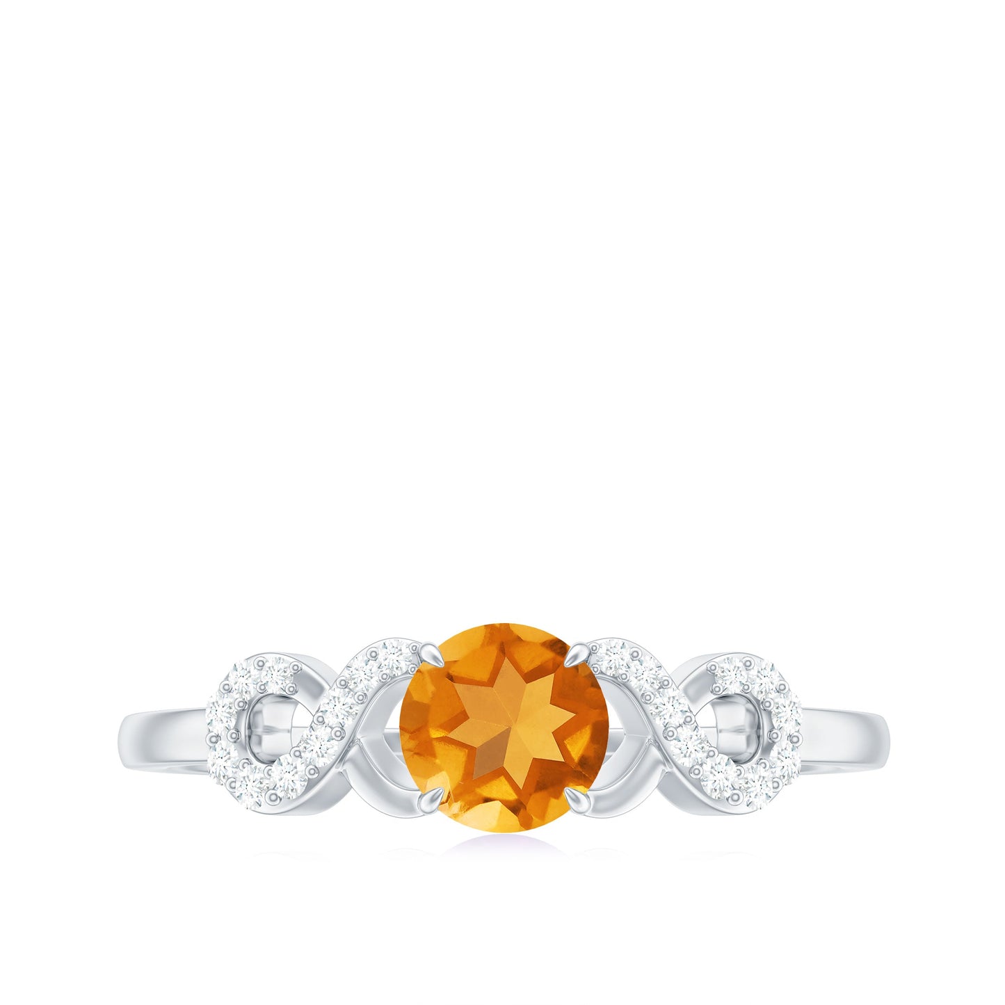 Certified Natural Citrine Infinity Promise Ring with Diamonds