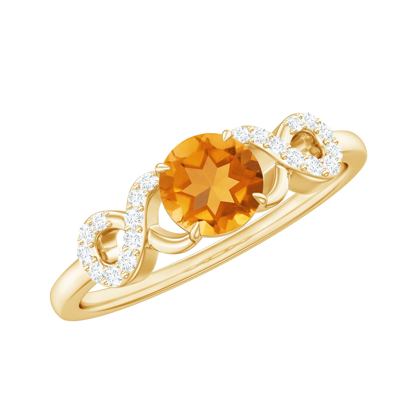 Certified Natural Citrine Infinity Promise Ring with Diamonds