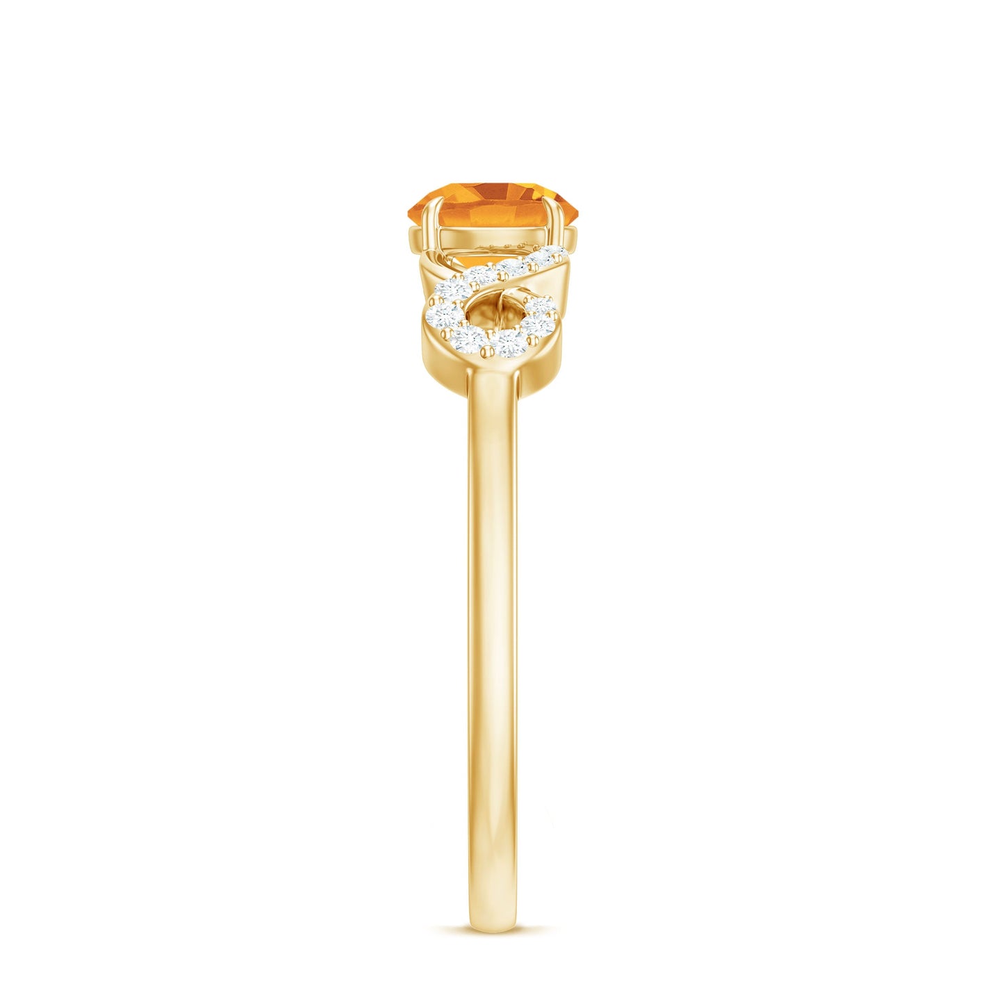 Certified Natural Citrine Infinity Promise Ring with Diamonds