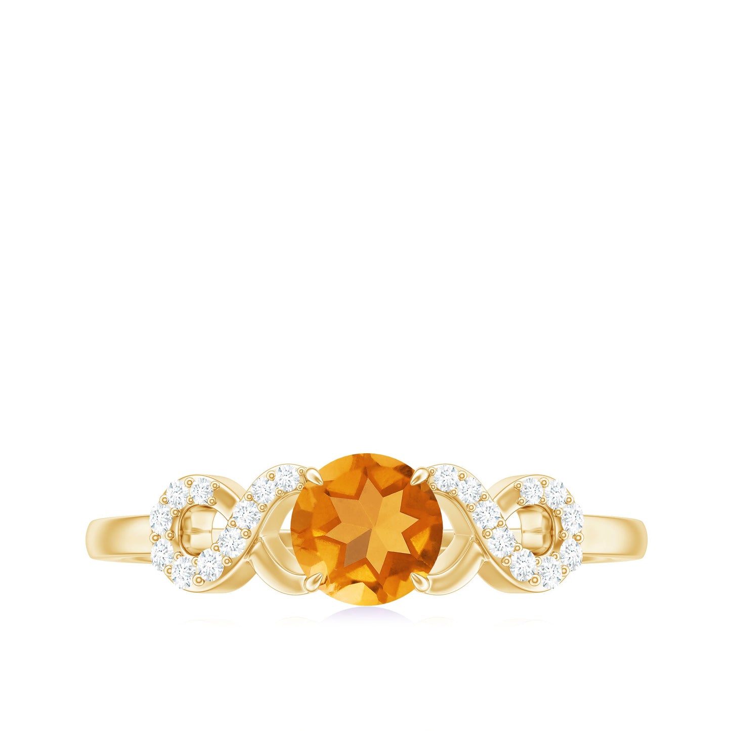 Certified Natural Citrine Infinity Promise Ring with Diamonds