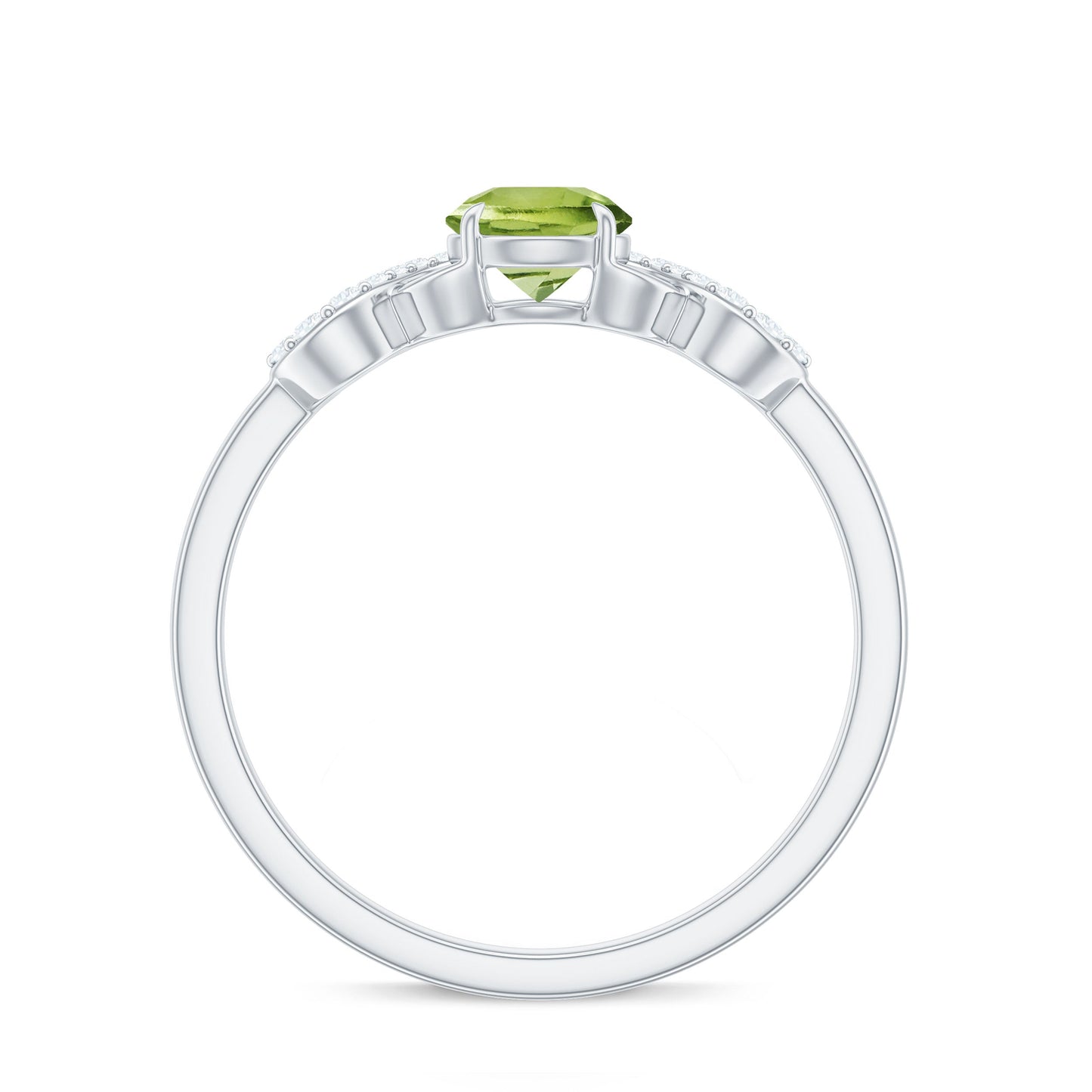 Half Carat Peridot Promise Ring with Diamond Infinity Knot