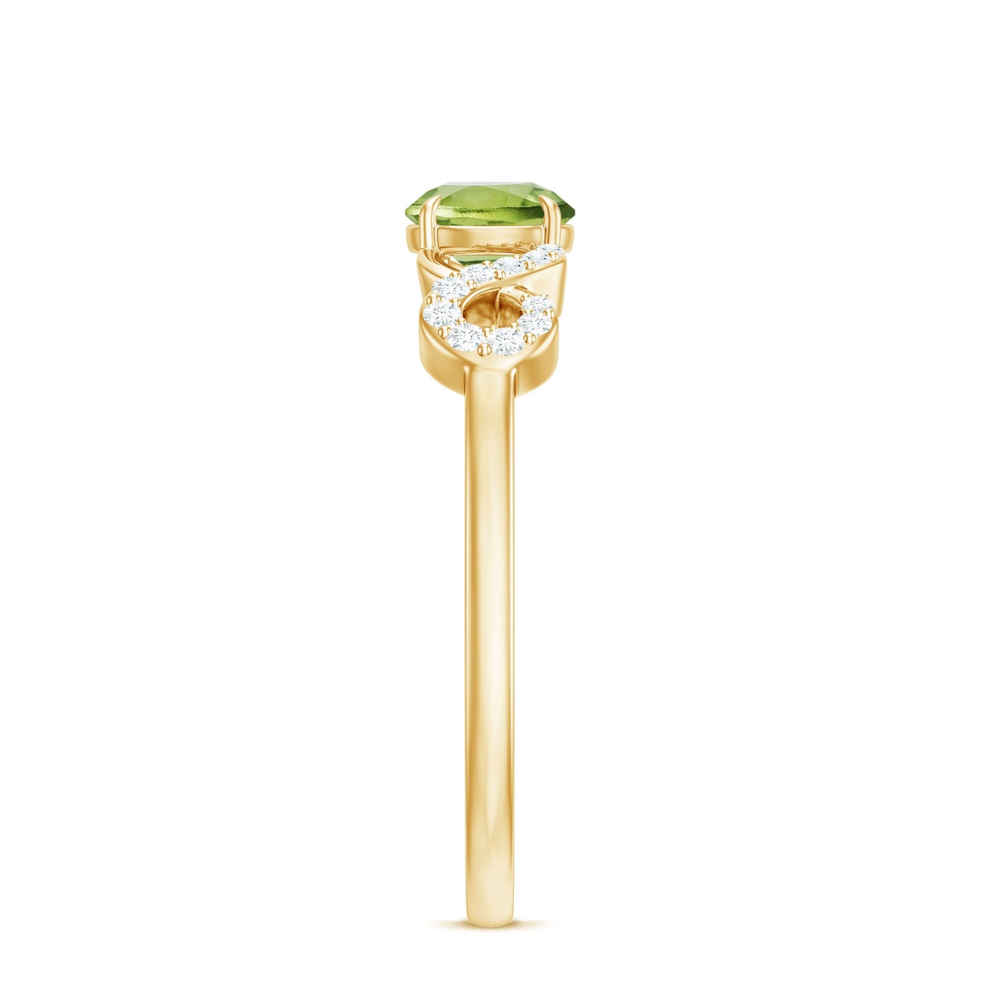 Half Carat Peridot Promise Ring with Diamond Infinity Knot