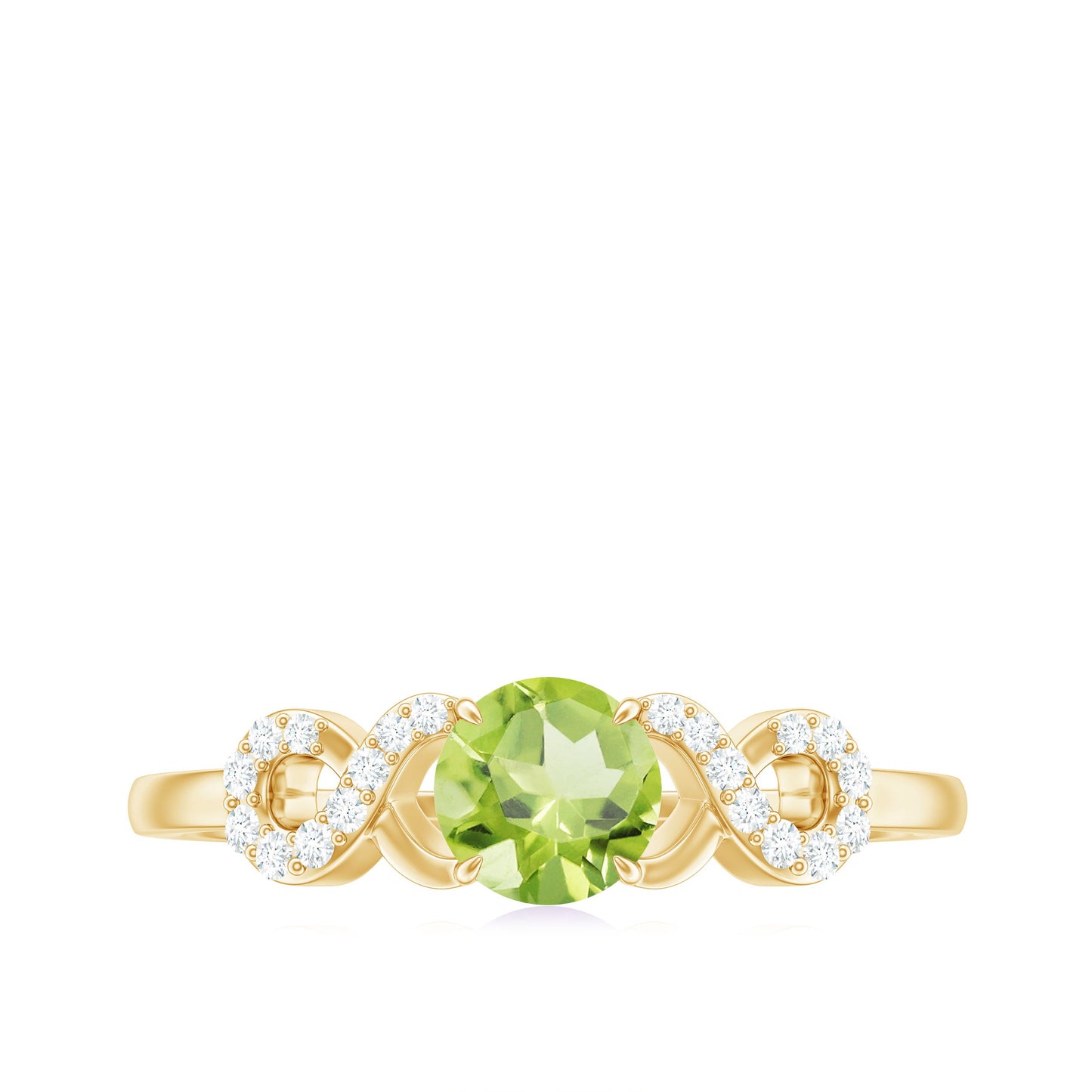 Half Carat Peridot Promise Ring with Diamond Infinity Knot