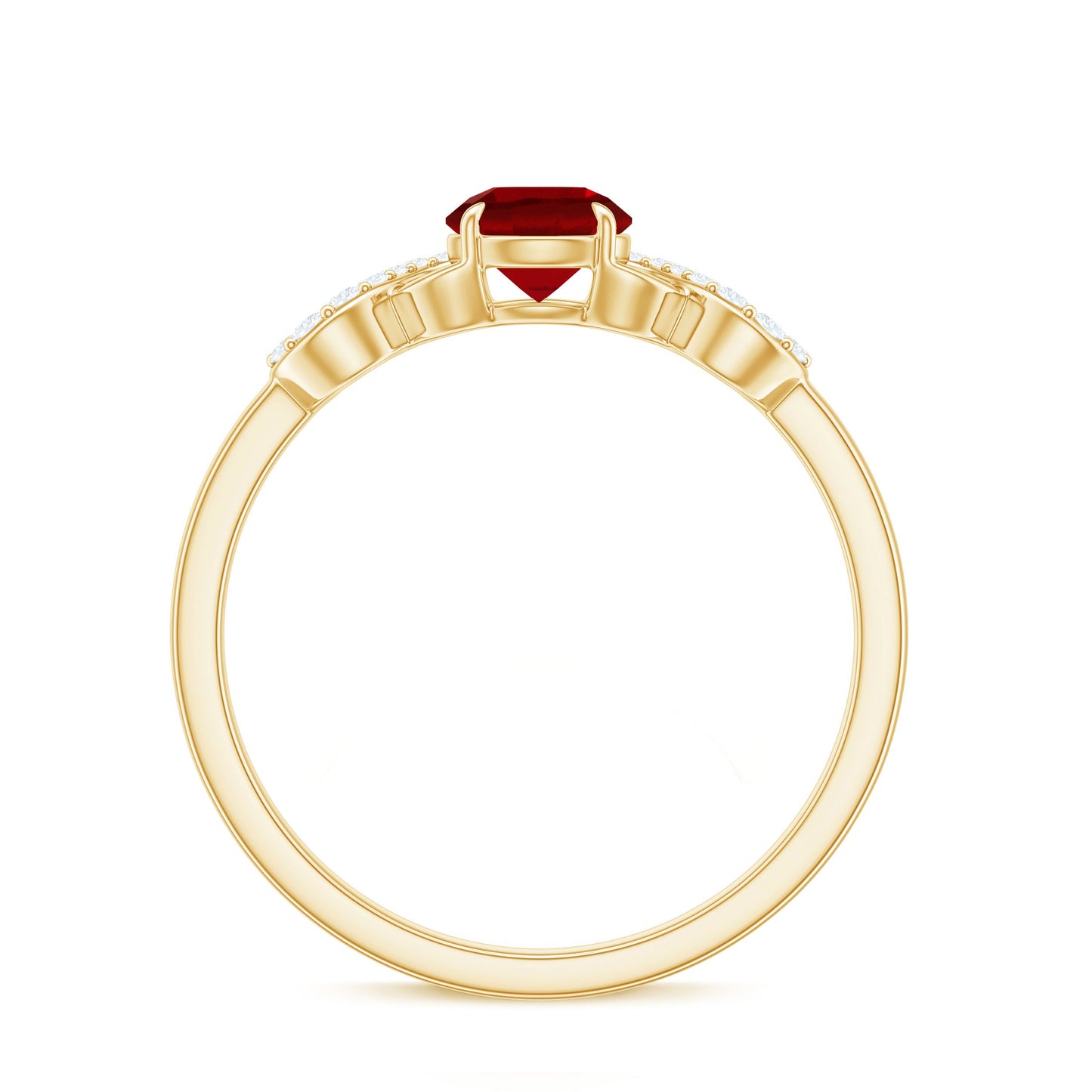 Certified 0.6 Carat Lab Grown Ruby Promise Ring with Diamond Infinity Knot