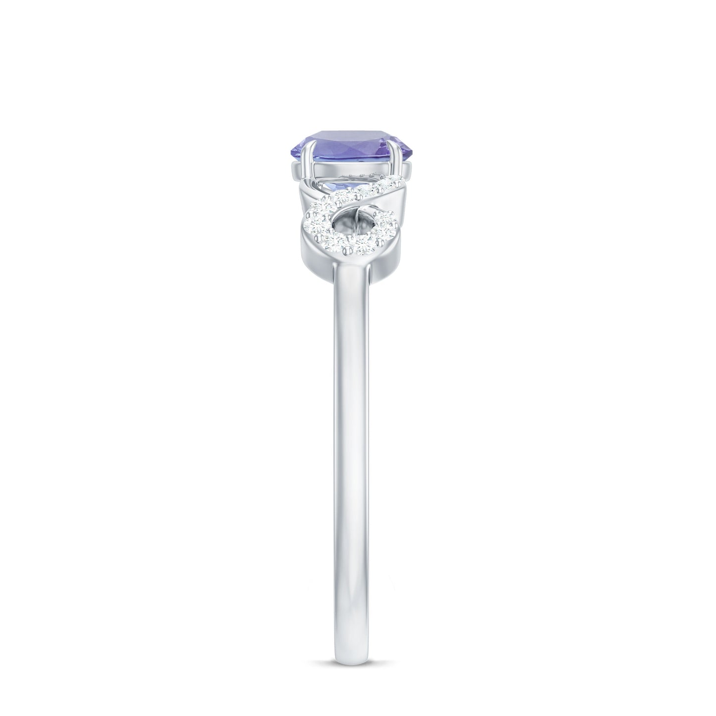 Natural Tanzanite Promise Ring with Diamond Infinity Knot