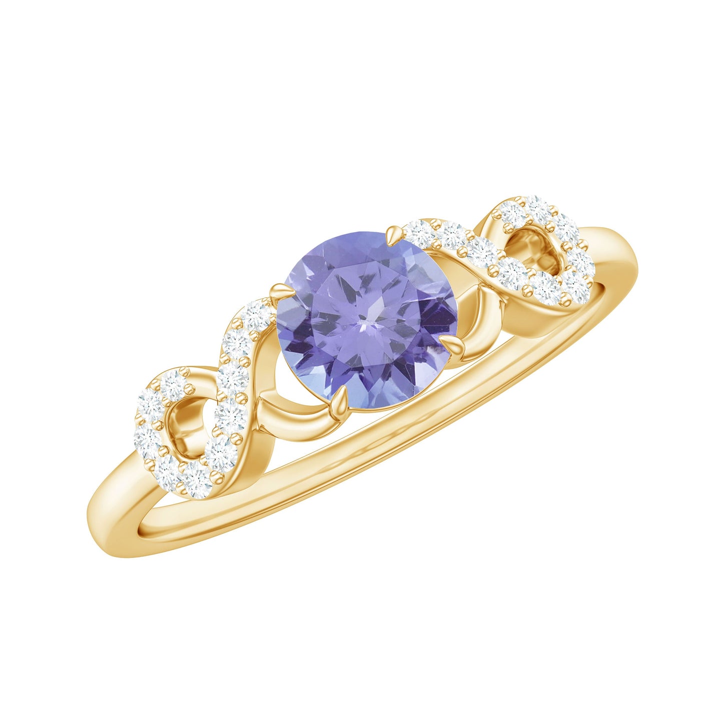 Natural Tanzanite Promise Ring with Diamond Infinity Knot