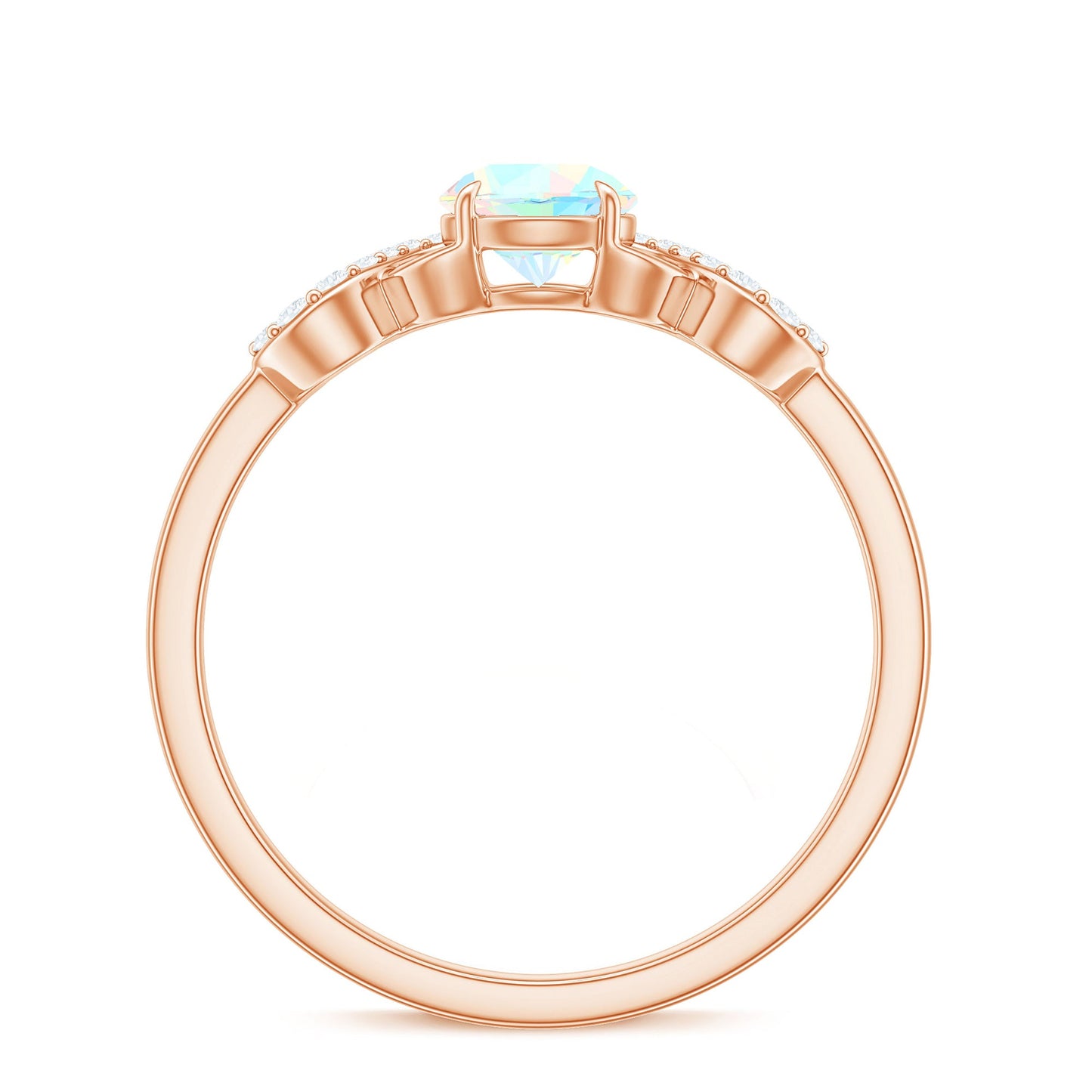 Certified Real Ethiopian Rainbow Opal Diamond Engagement Ring with Criss Cross Shank