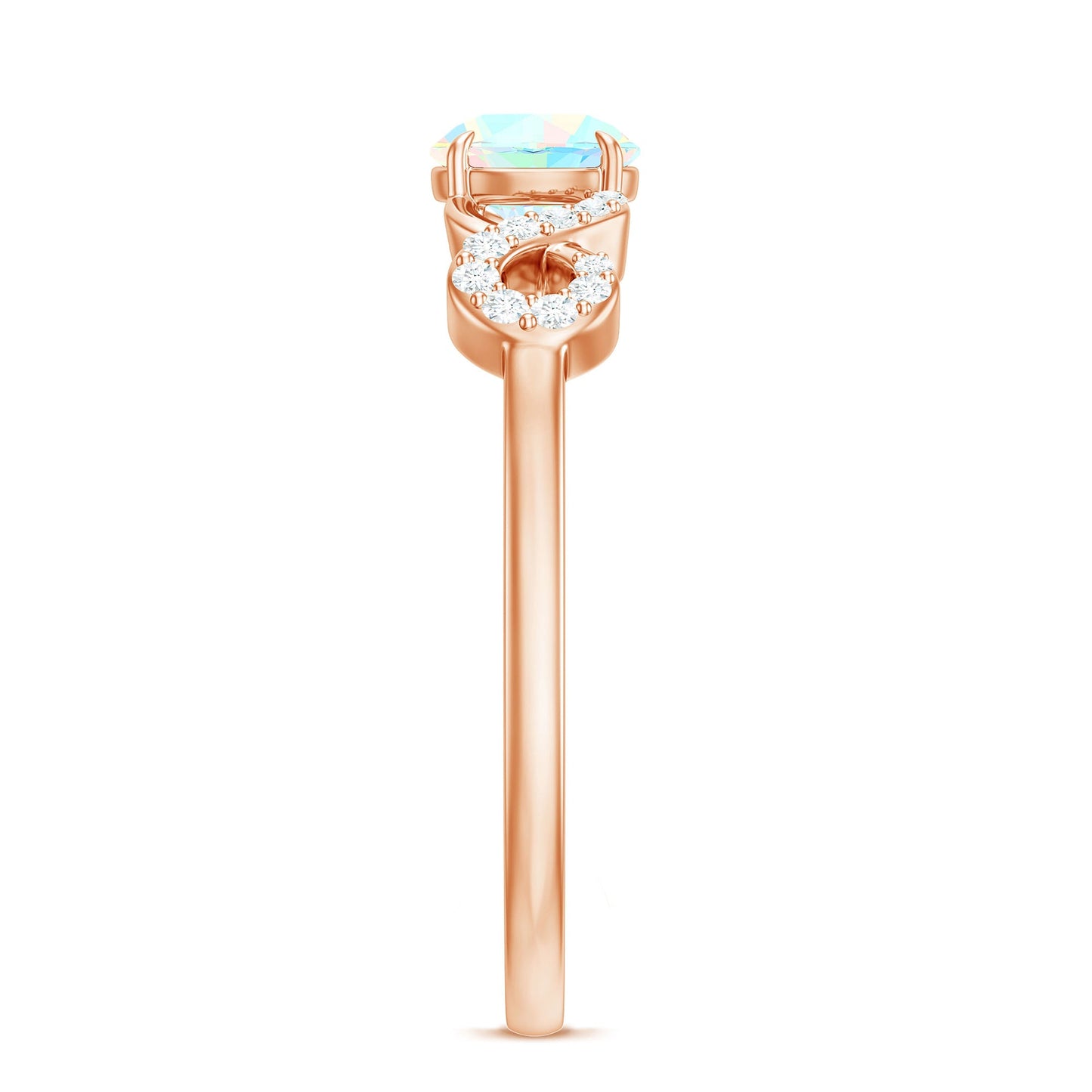 Certified Real Ethiopian Rainbow Opal Diamond Engagement Ring with Criss Cross Shank