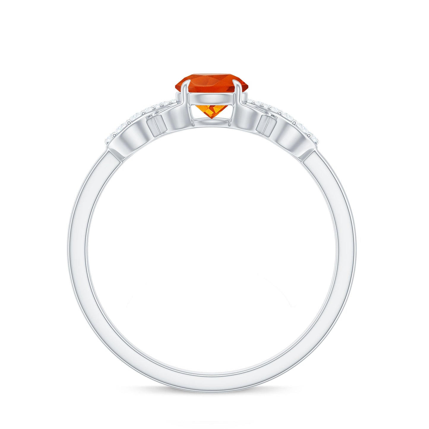 Round Shape Solitaire Fire Opal Infinity Engagement Ring with Diamond