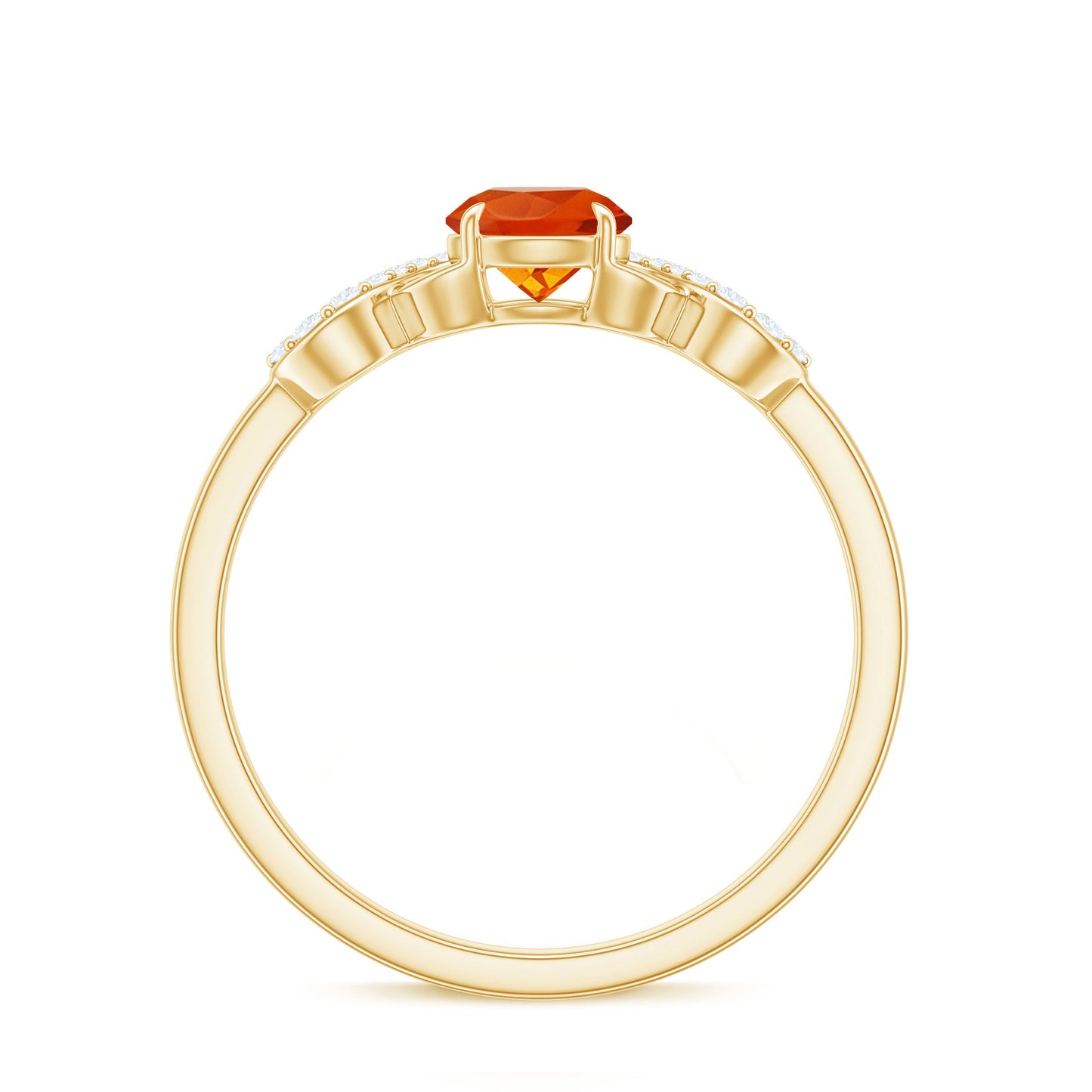 Round Shape Solitaire Fire Opal Infinity Engagement Ring with Diamond