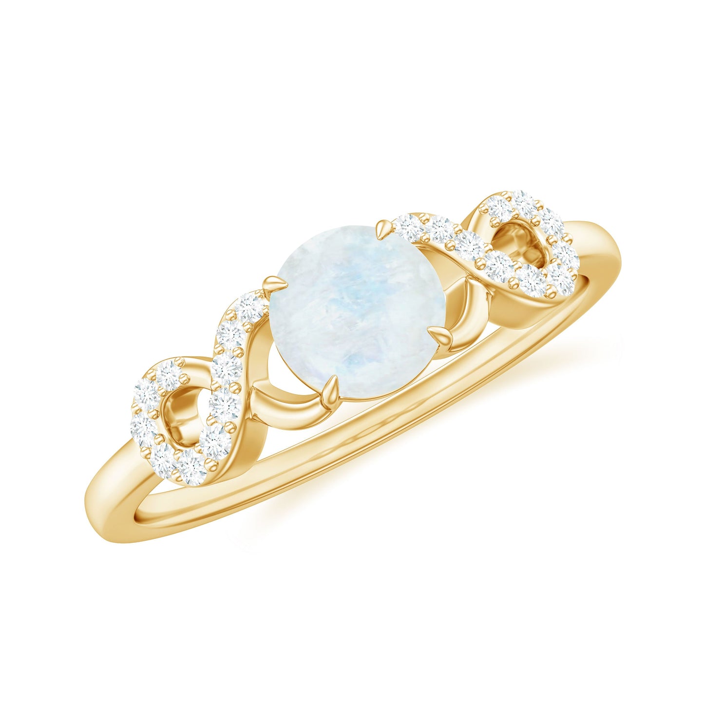 0.37 Carat Natural Moonstone Engagement Ring with Criss Cross Diamond