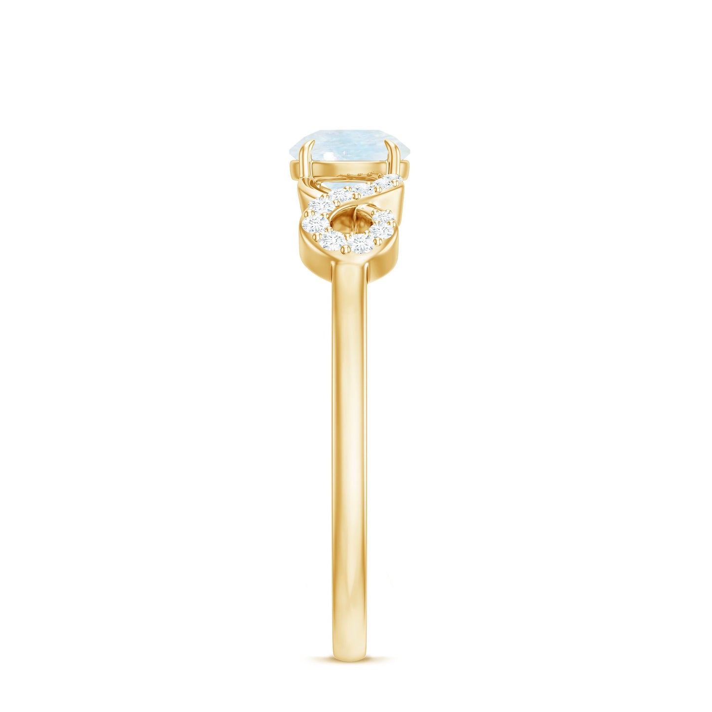 0.37 Carat Natural Moonstone Engagement Ring with Criss Cross Diamond