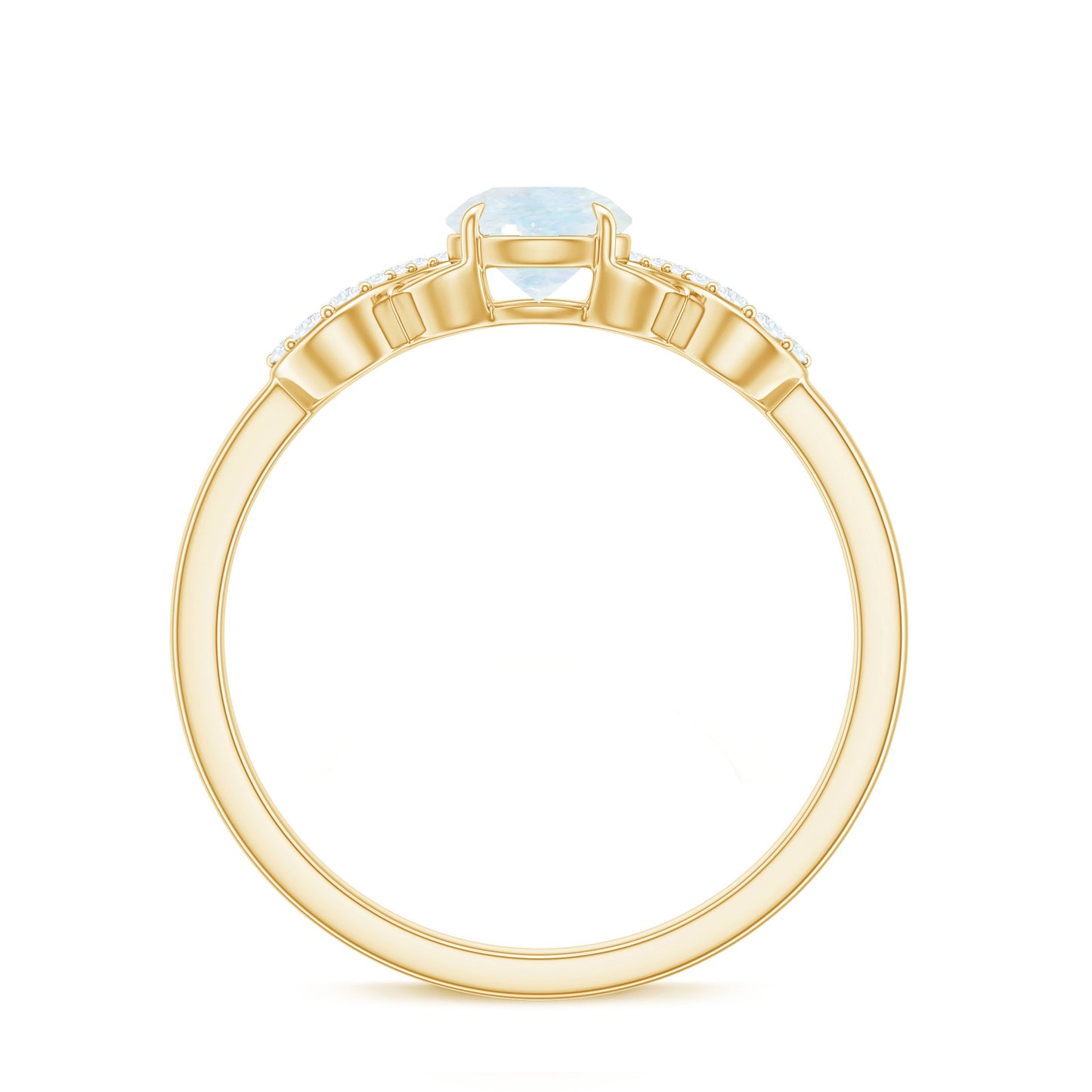 0.37 Carat Natural Moonstone Engagement Ring with Criss Cross Diamond