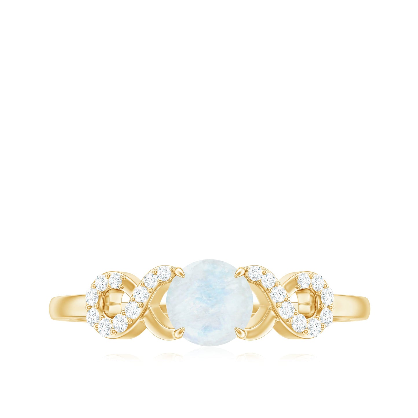0.37 Carat Natural Moonstone Engagement Ring with Criss Cross Diamond
