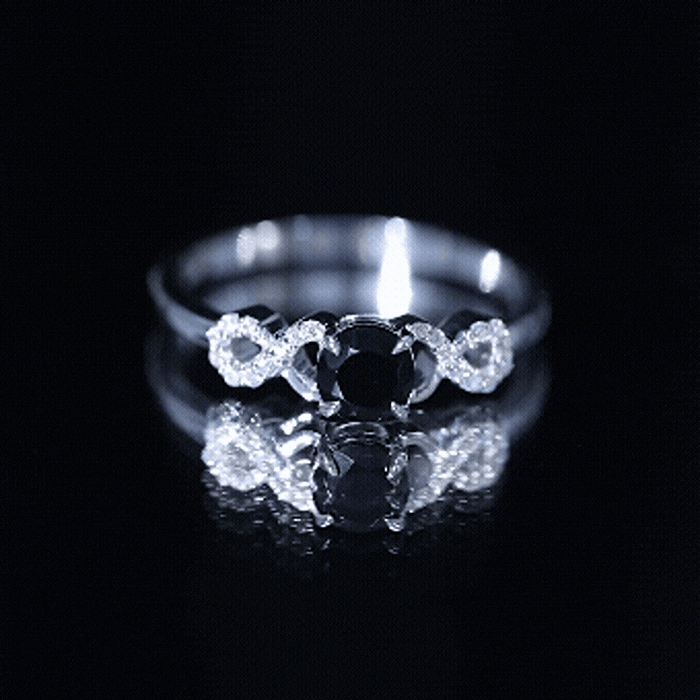 0.45 Carat Black Onyx and Diamond Criss Cross Engagement Ring