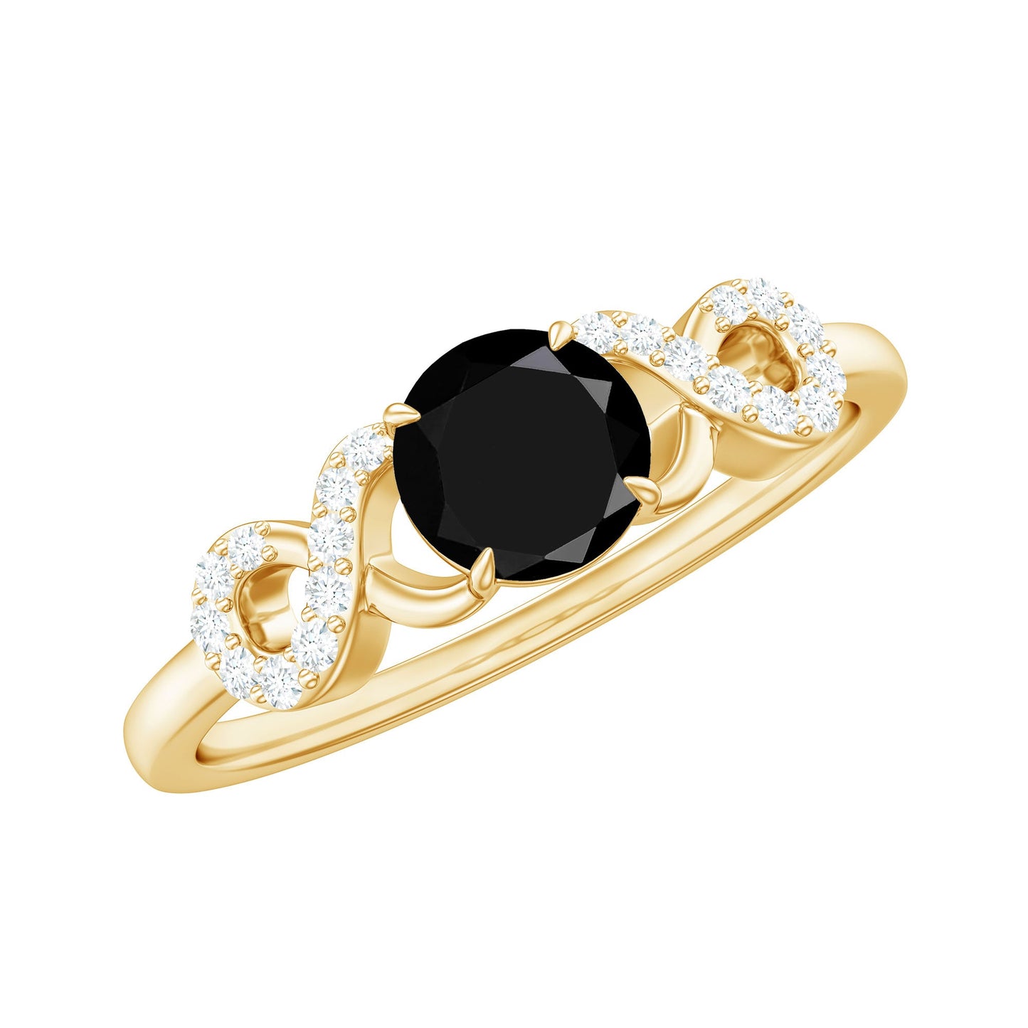 0.45 Carat Black Onyx and Diamond Criss Cross Engagement Ring