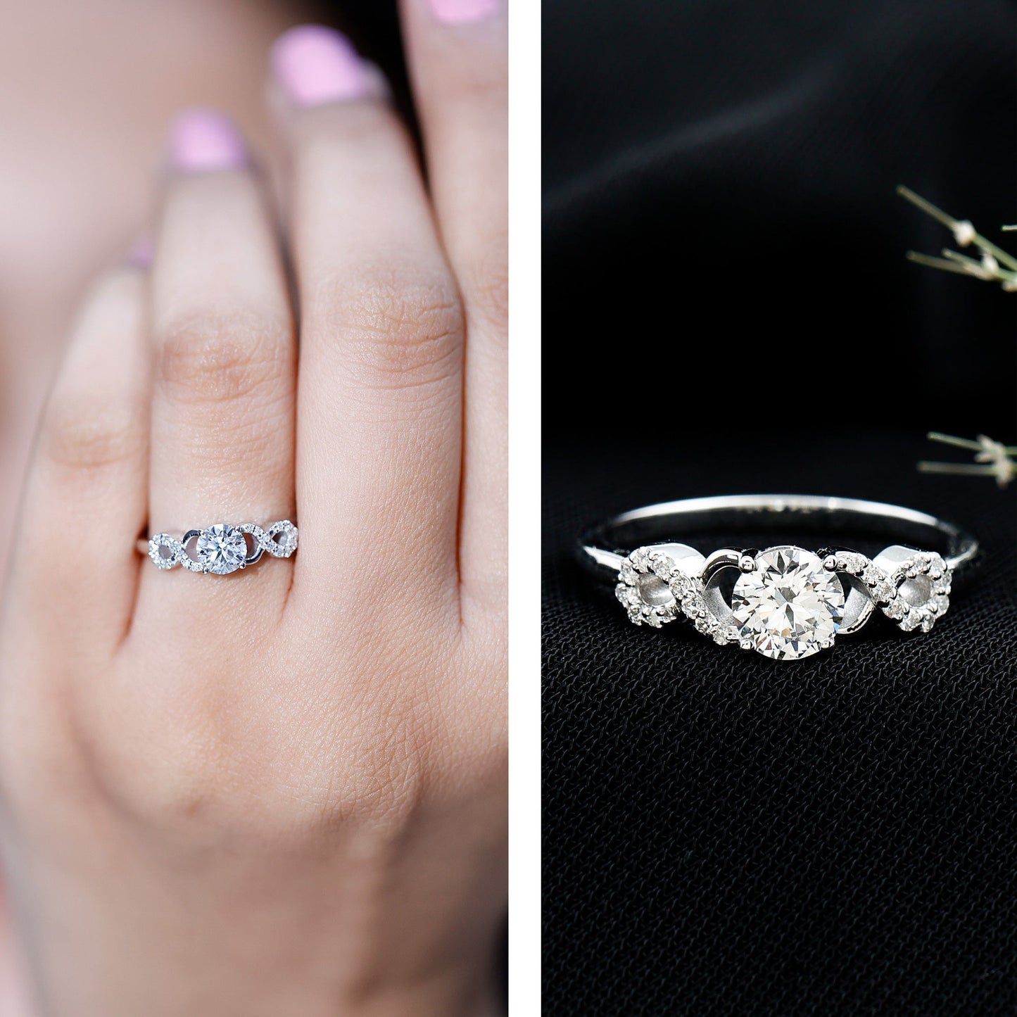 Certified Round Moissanite Infinity Promise Ring for Her