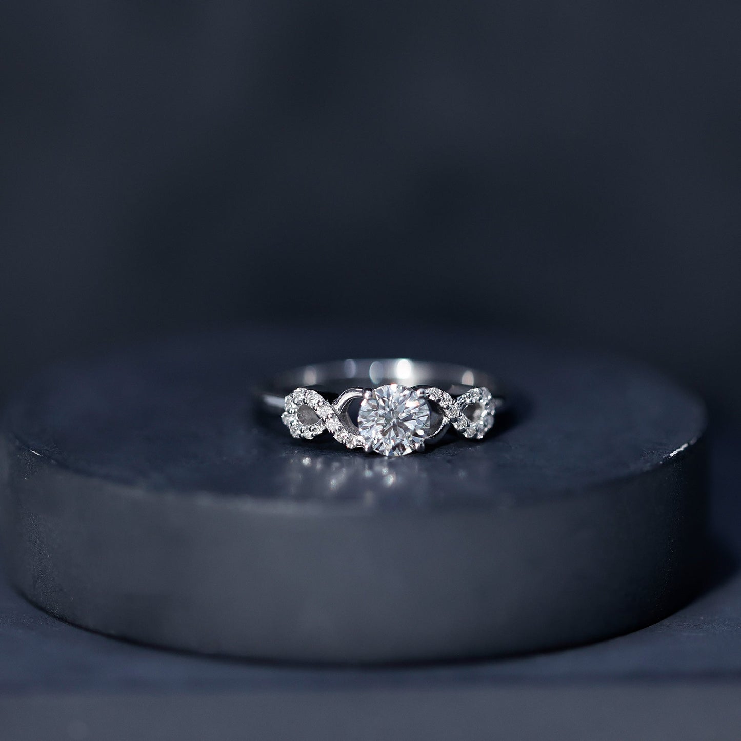 Certified Round Moissanite Infinity Promise Ring for Her