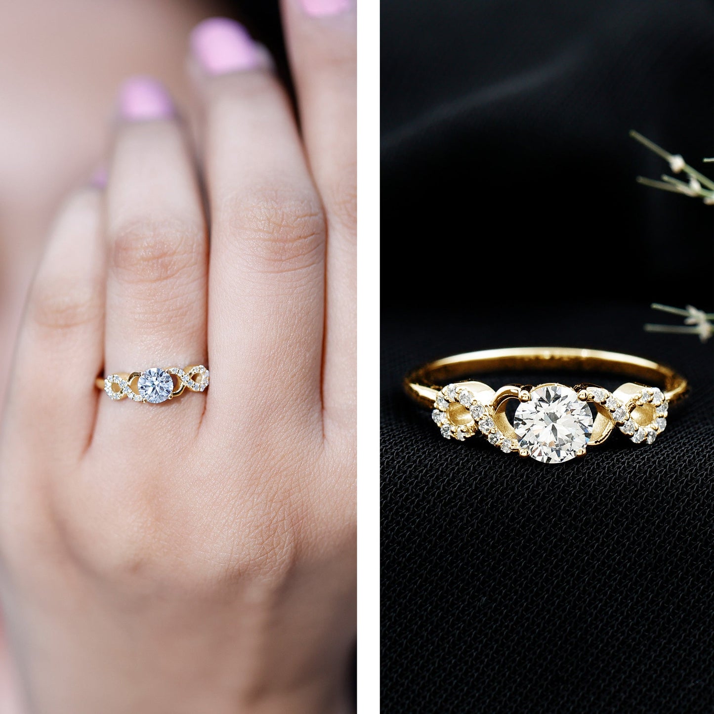 Certified Round Moissanite Infinity Promise Ring for Her