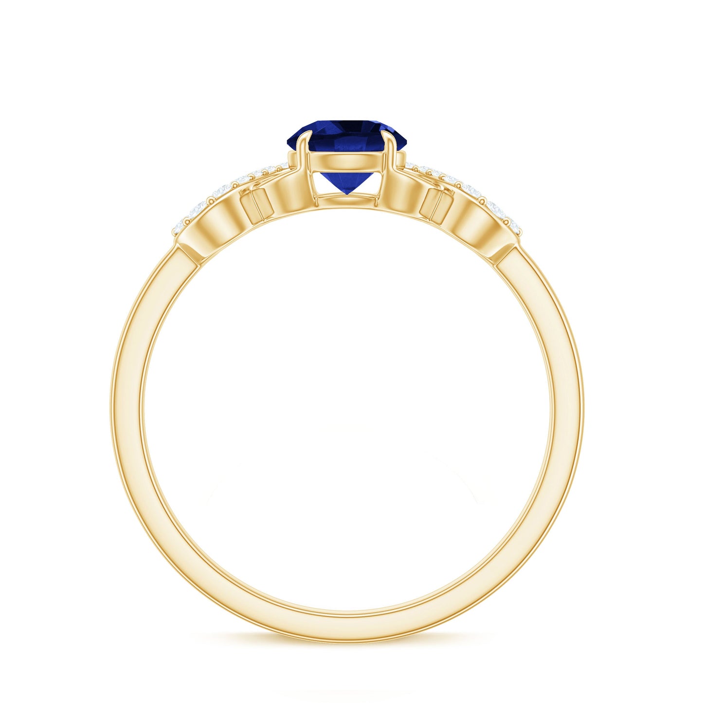 Certified 0.6 Carat Lab Grown Blue Sapphire Engagement Ring with Diamond Infinity Knot