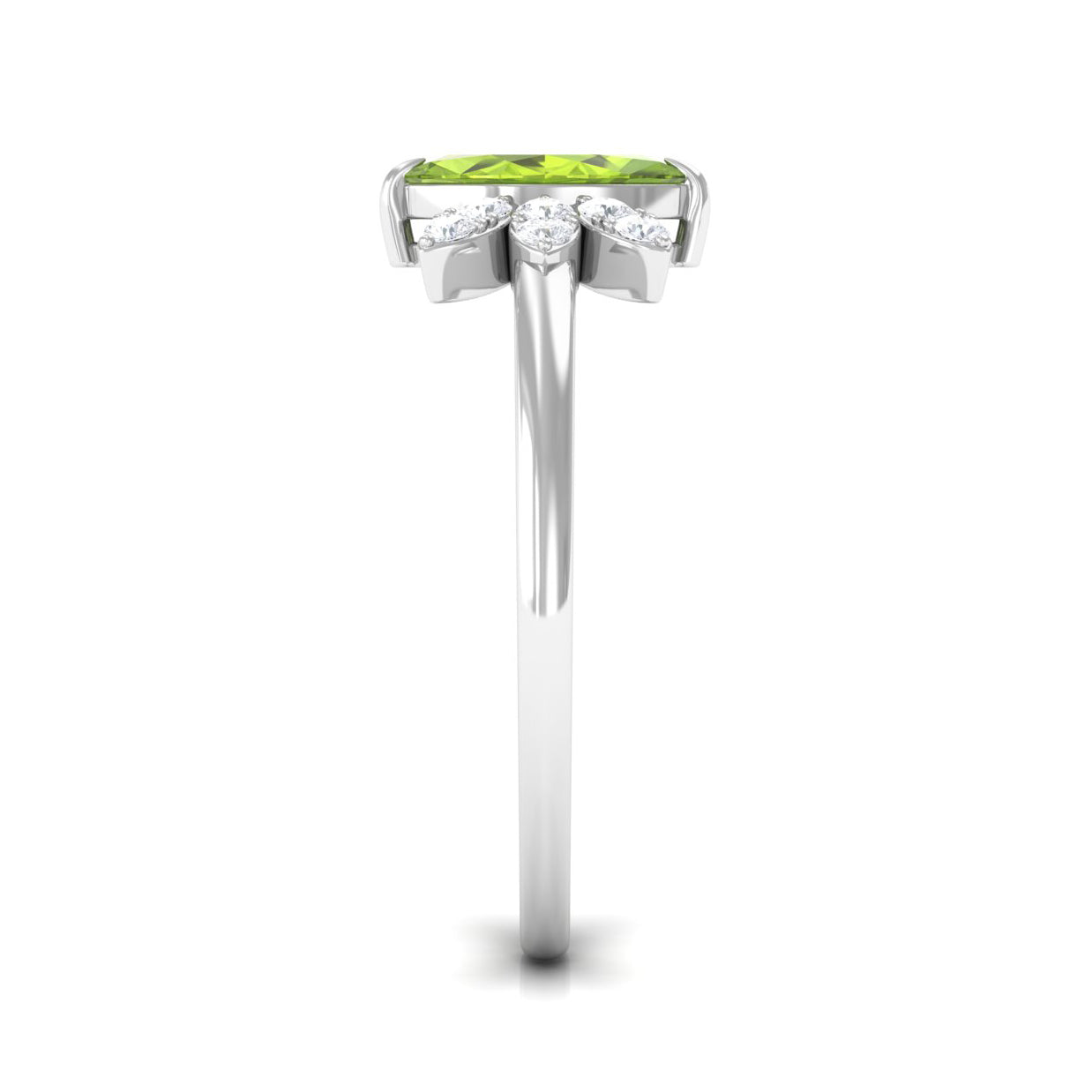 0.7 Carat Marquise Cut Peridot Promise Ring with Diamond Stones