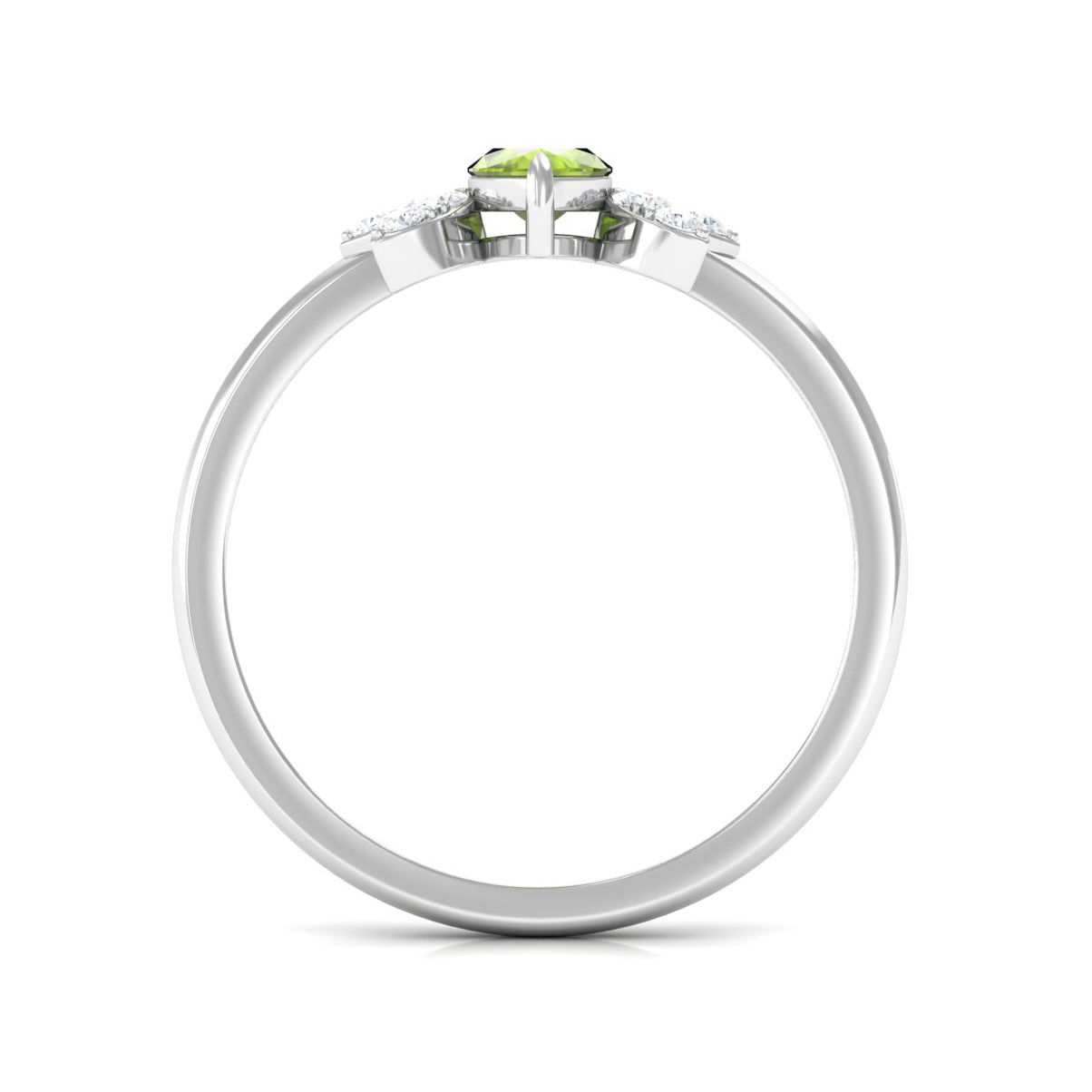 0.7 Carat Marquise Cut Peridot Promise Ring with Diamond Stones