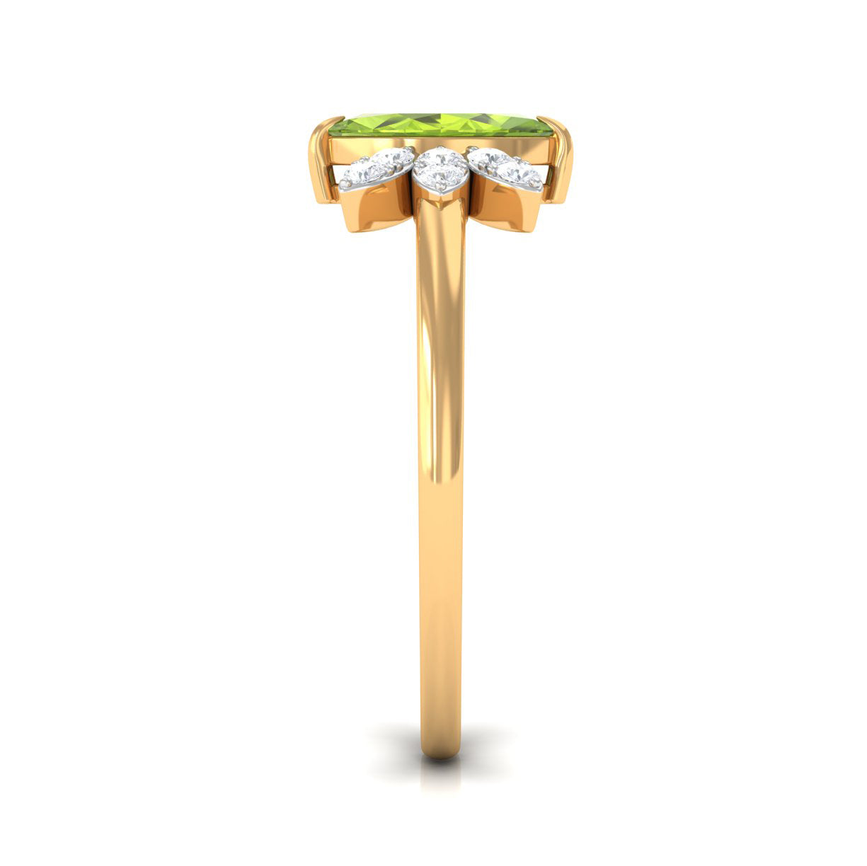 0.7 Carat Marquise Cut Peridot Promise Ring with Diamond Stones