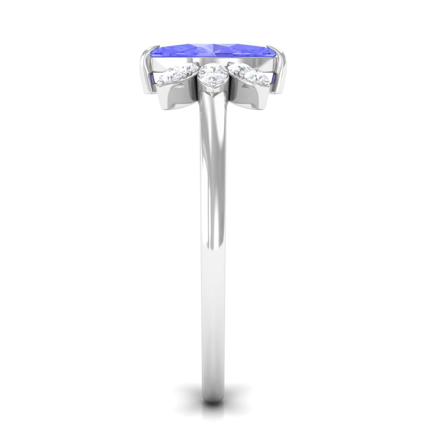 0.6 Carat Marquise Cut Tanzanite and Diamond Promise Ring