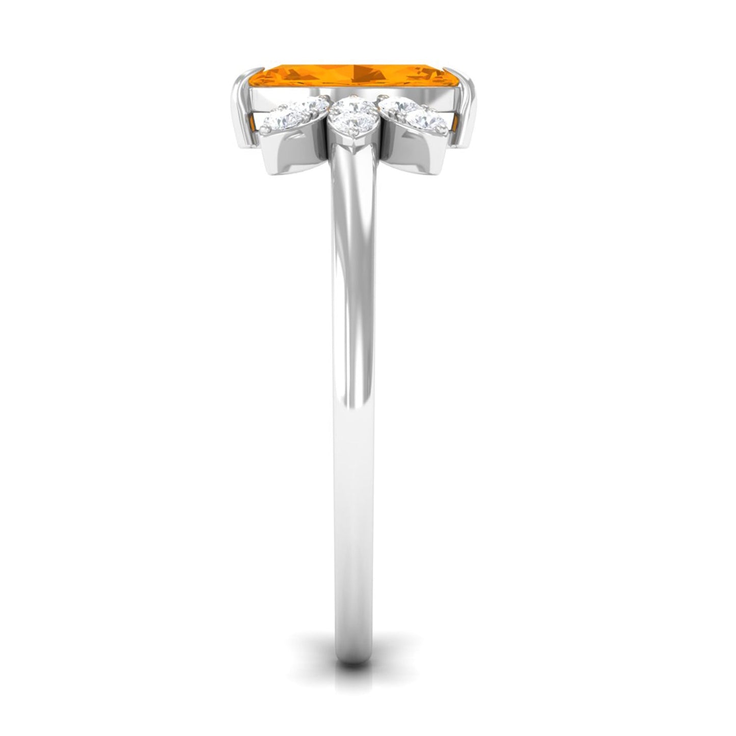 0.3 Carat Marquise Fire Opal and Diamond Engagement Ring