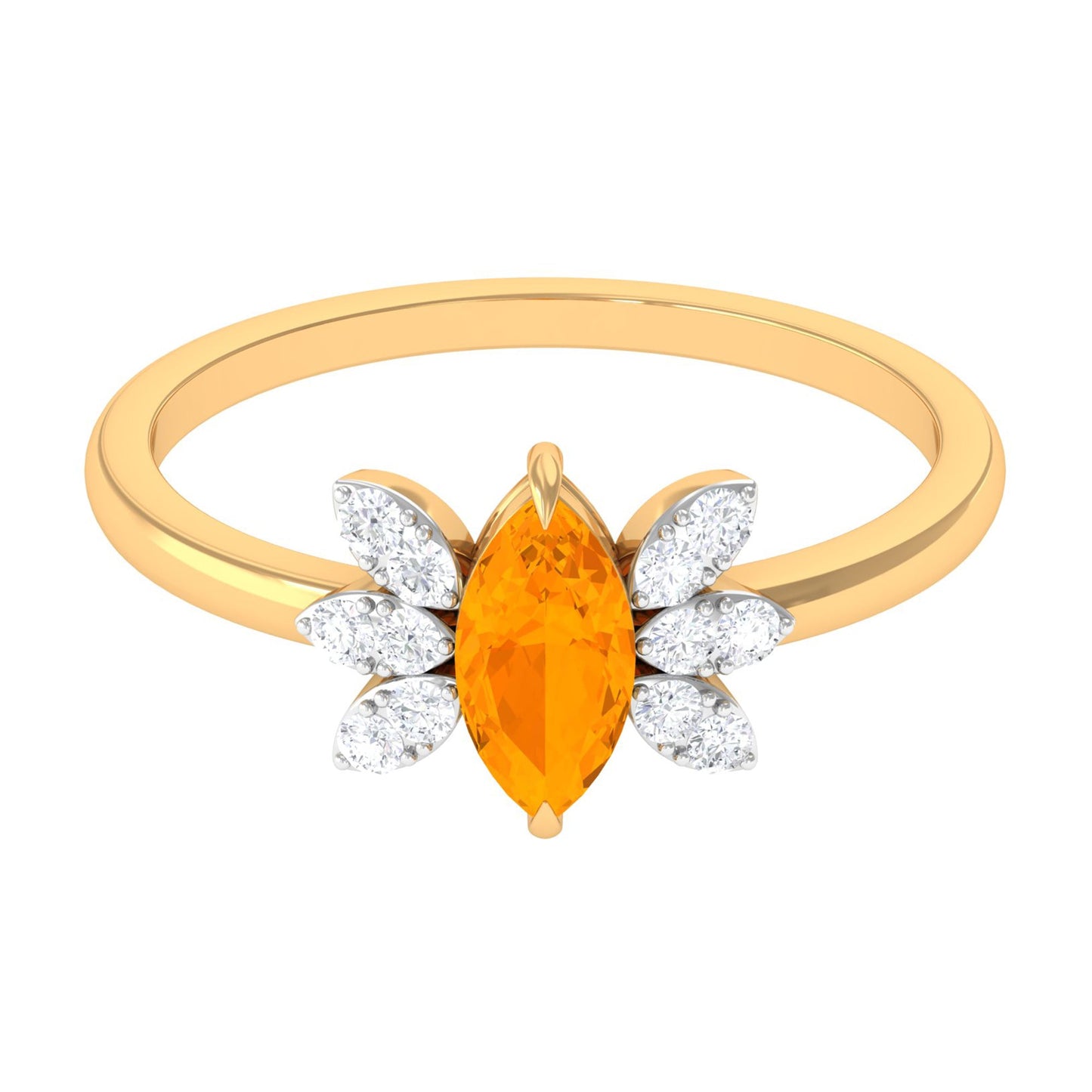 0.3 Carat Marquise Fire Opal and Diamond Engagement Ring