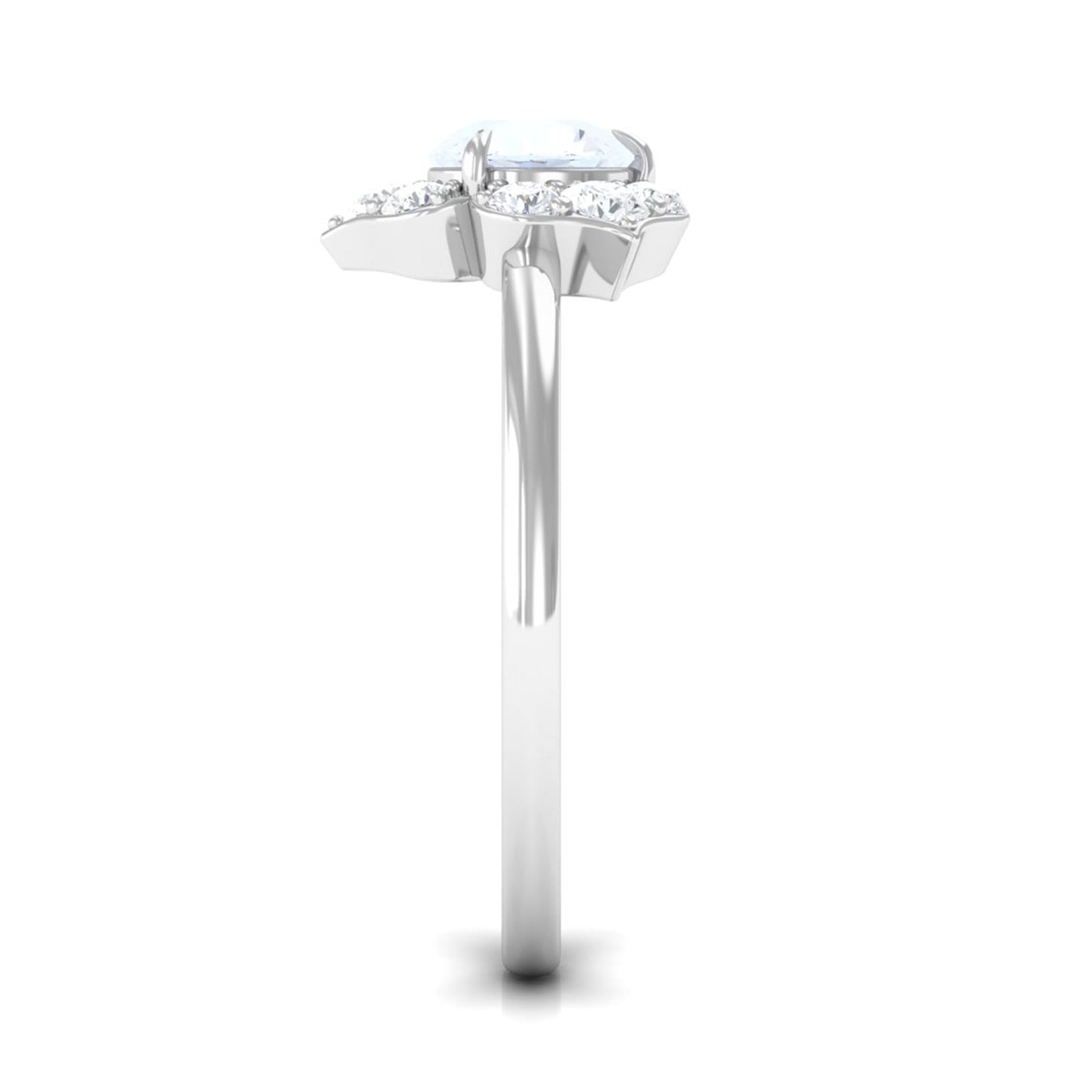 0.3 Carat Moonstone and Diamond Floral Engagement Ring