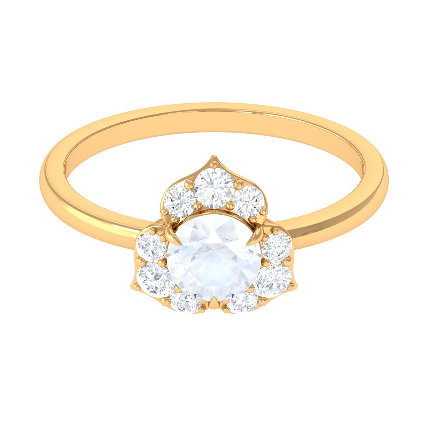 0.3 Carat Moonstone and Diamond Floral Engagement Ring