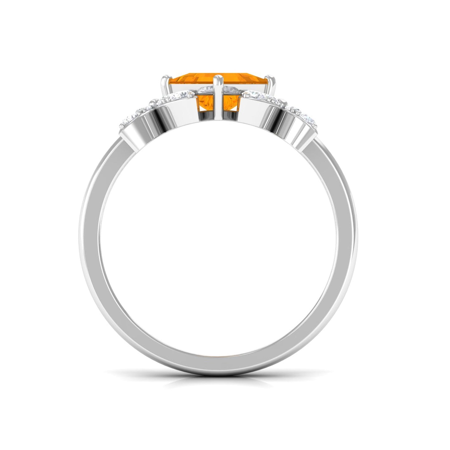0.5 Carat Princess Cut Fire Opal Flower Engagement Ring with Diamond