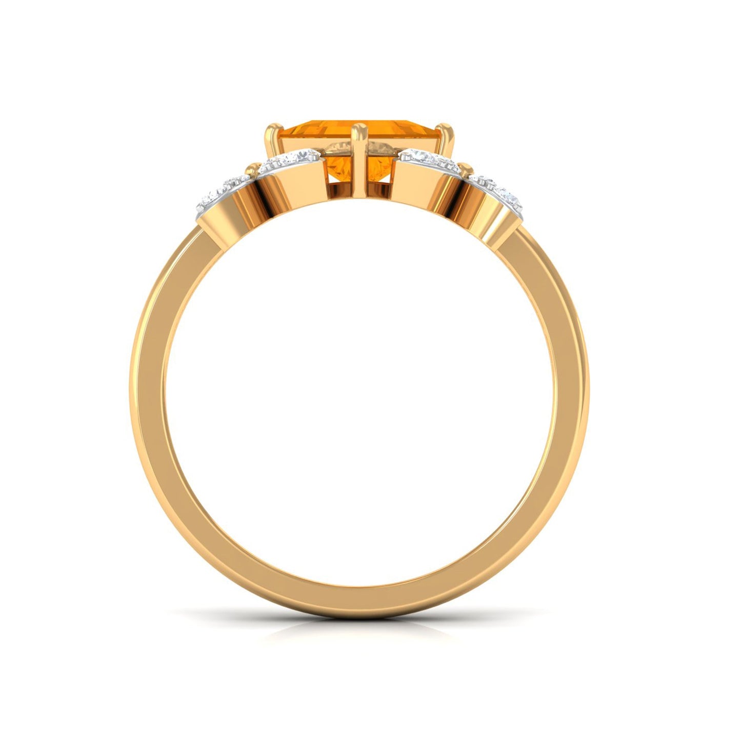 0.5 Carat Princess Cut Fire Opal Flower Engagement Ring with Diamond