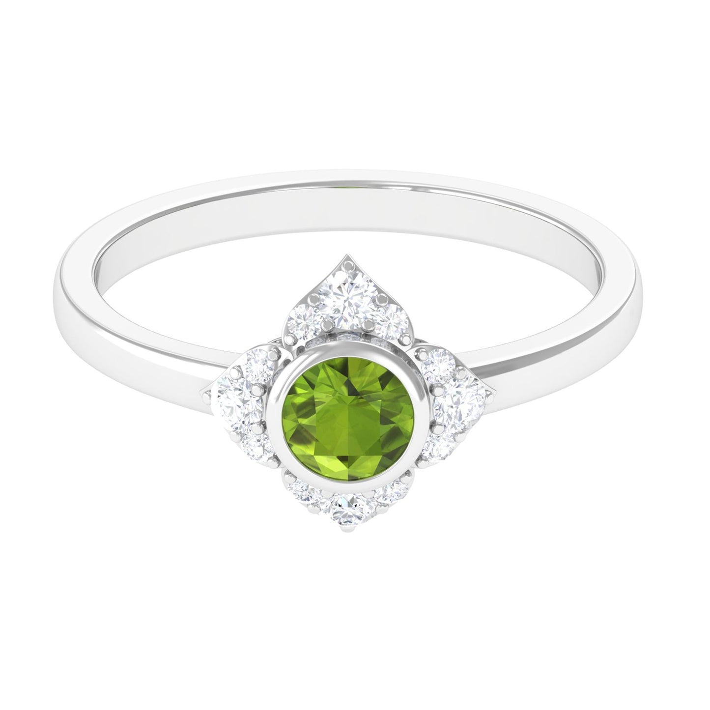 0.5 Carat Vintage Inspired Peridot Engagement Ring with Diamond