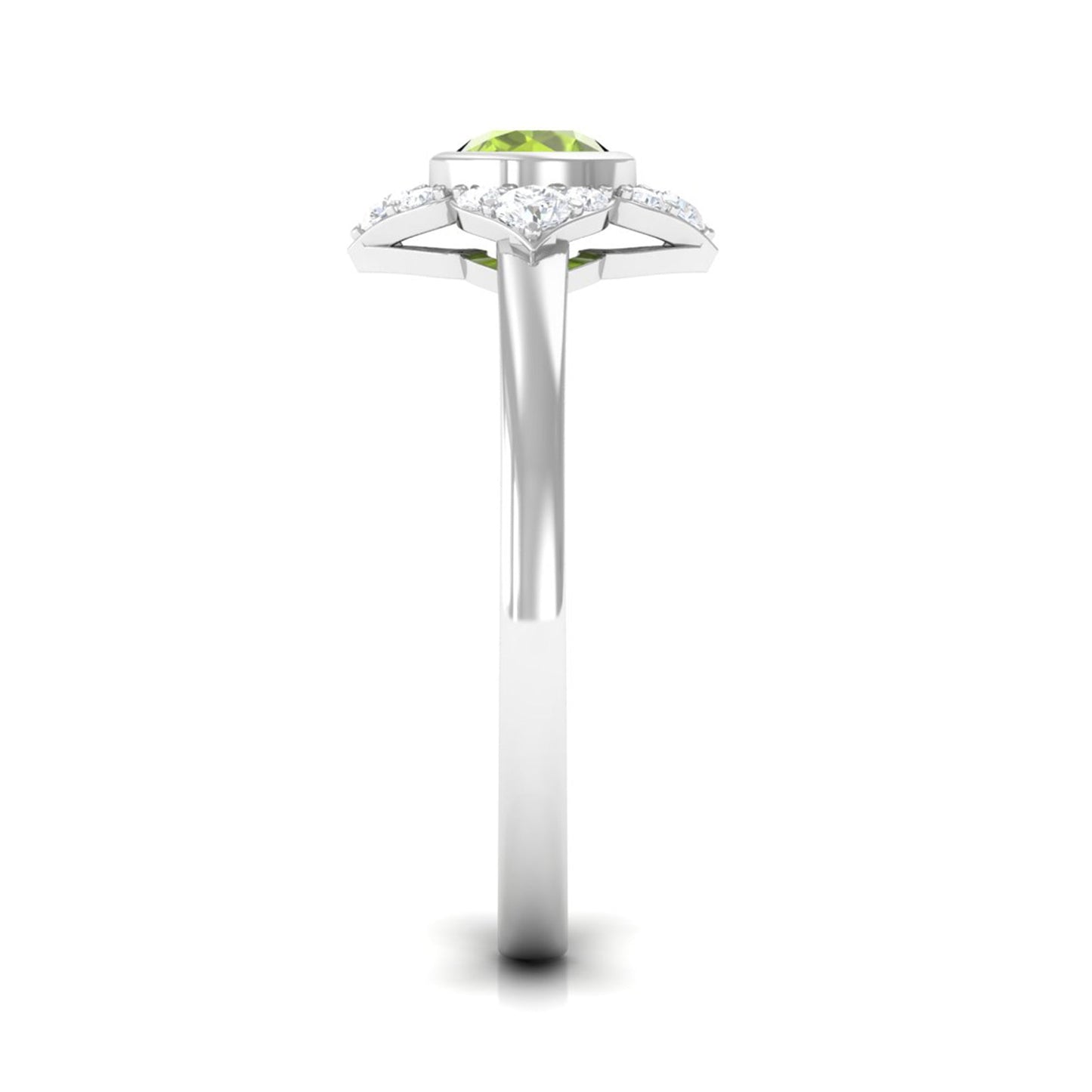 0.5 Carat Vintage Inspired Peridot Engagement Ring with Diamond