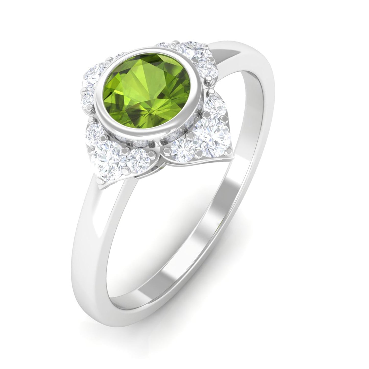 0.5 Carat Vintage Inspired Peridot Engagement Ring with Diamond