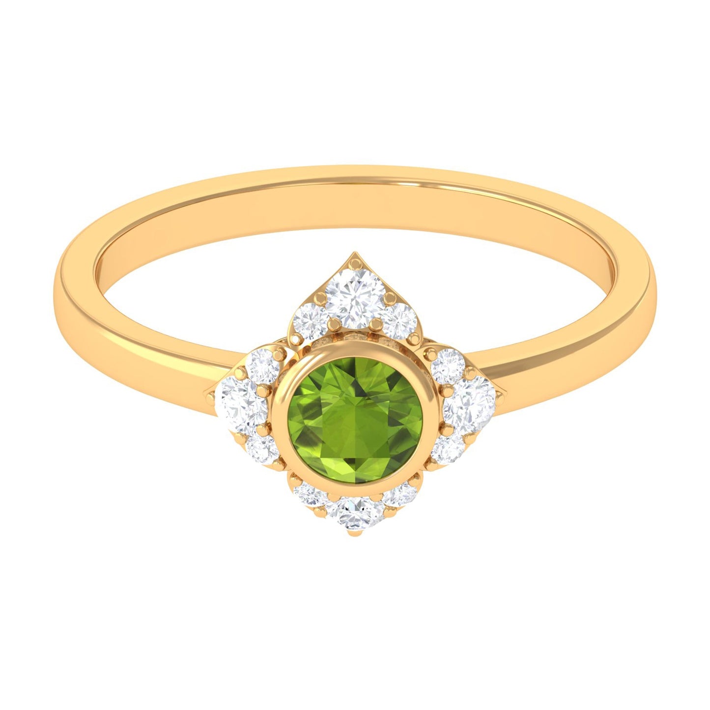 0.5 Carat Vintage Inspired Peridot Engagement Ring with Diamond