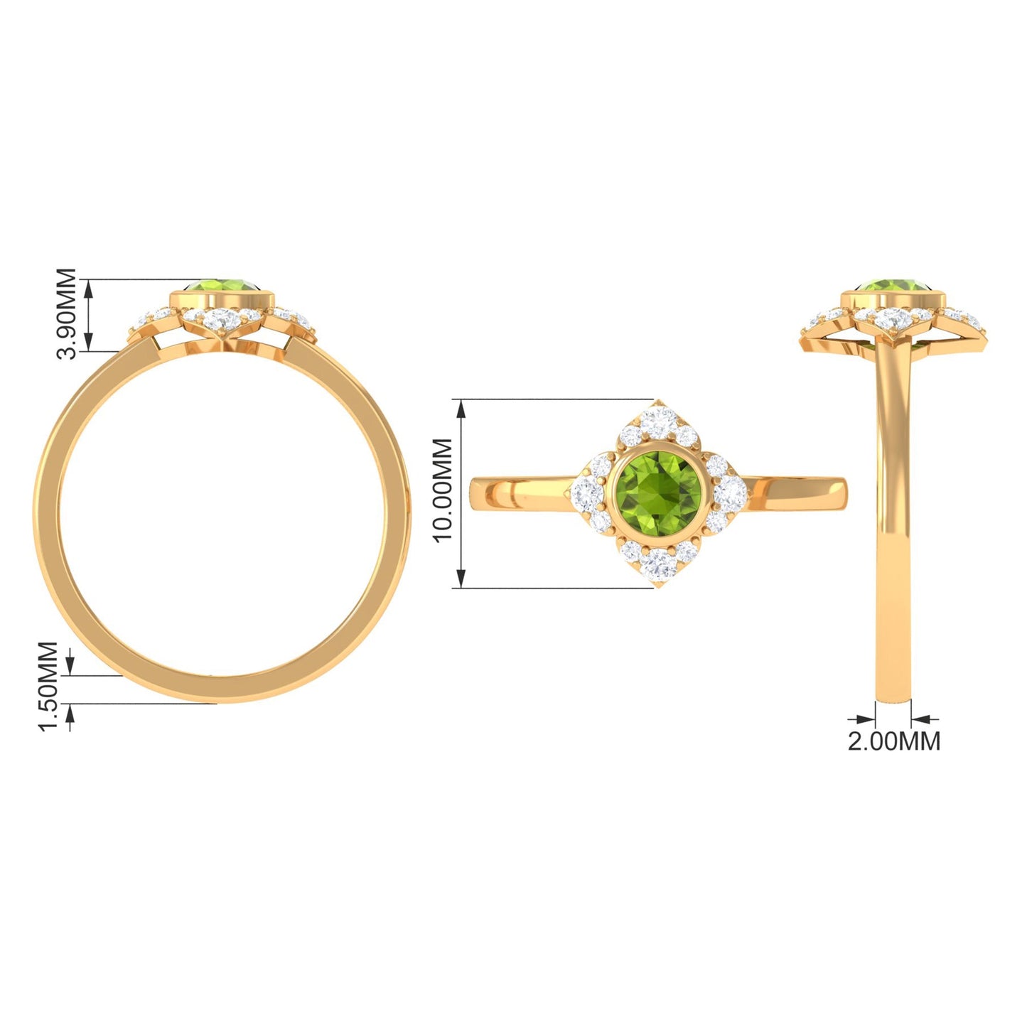 0.5 Carat Vintage Inspired Peridot Engagement Ring with Diamond
