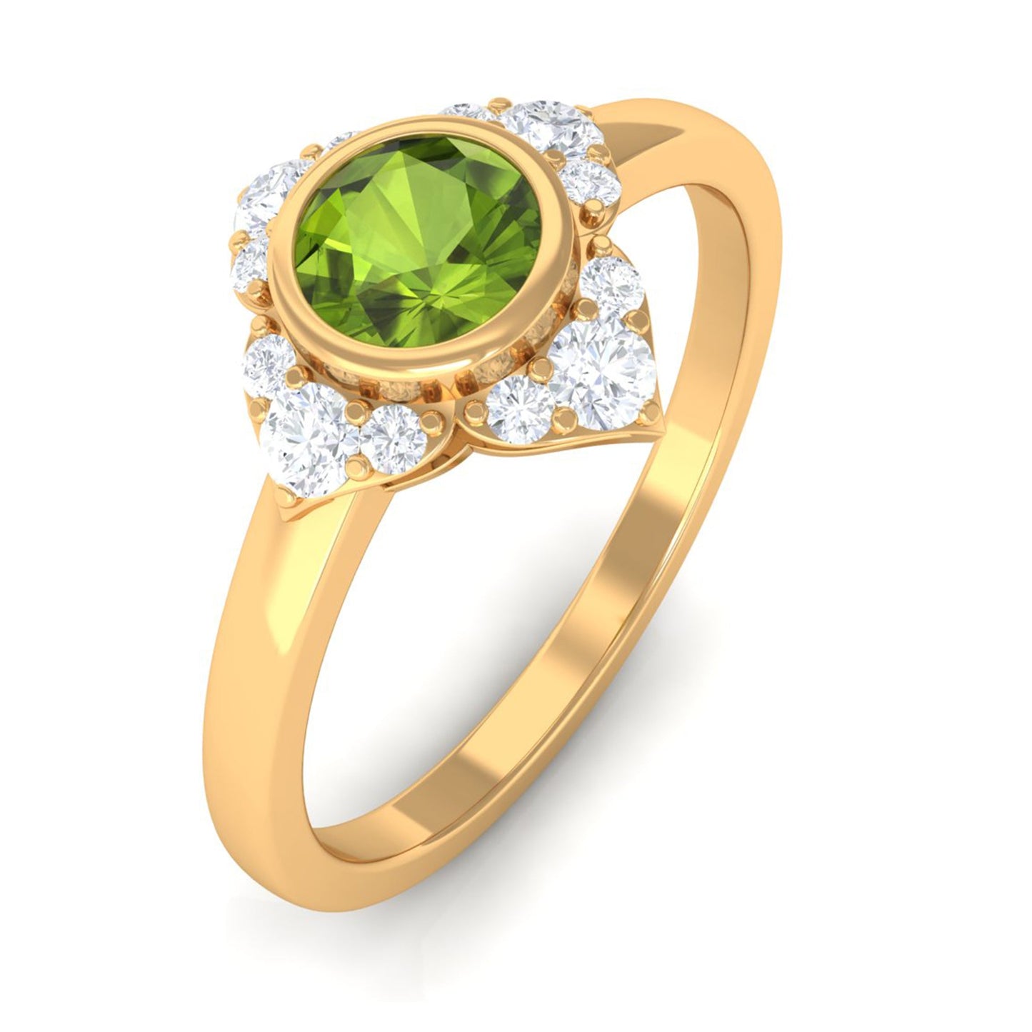 0.5 Carat Vintage Inspired Peridot Engagement Ring with Diamond
